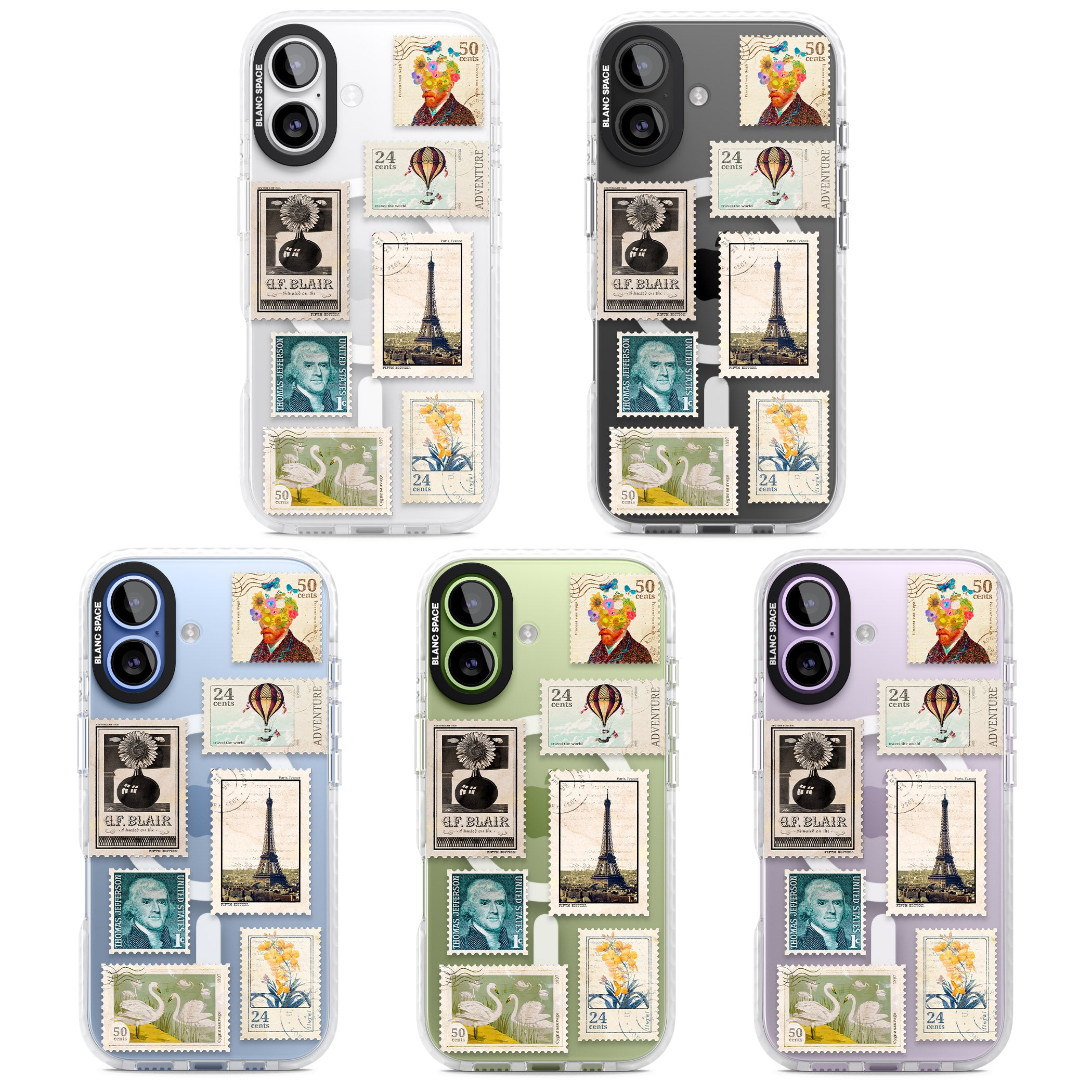 Vintage Stamps iPhone 17 Impact Pro Clear Phone Case APT Impact Protection