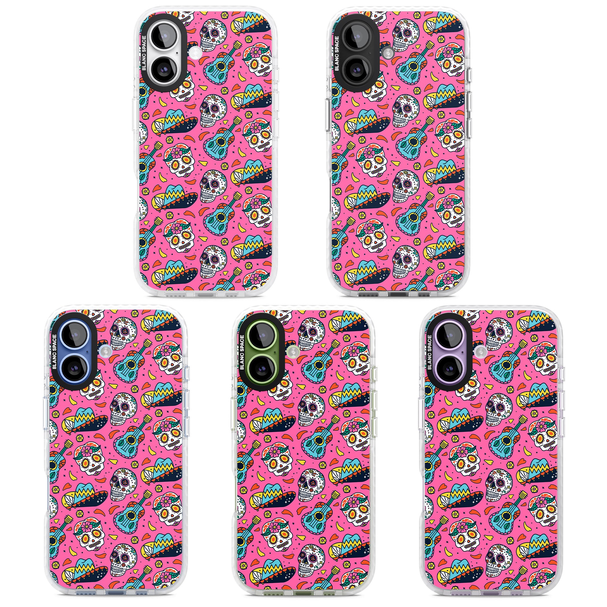 Pink Day Of The Dead Pattern iPhone 17 Impact Pro Clear Phone Case APT Impact Protection