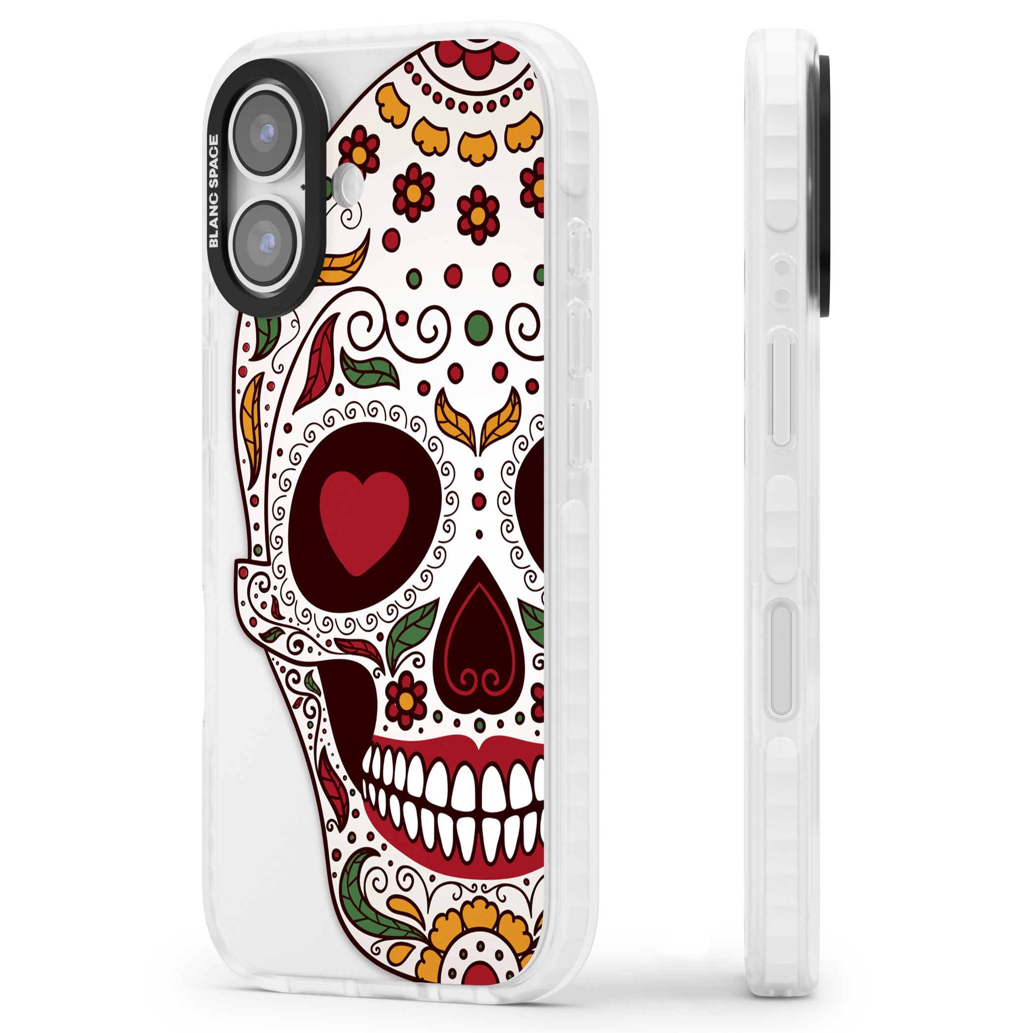 Autumn Sugar Skull iPhone 17 Impact Pro Clear Phone Case Side Profile
