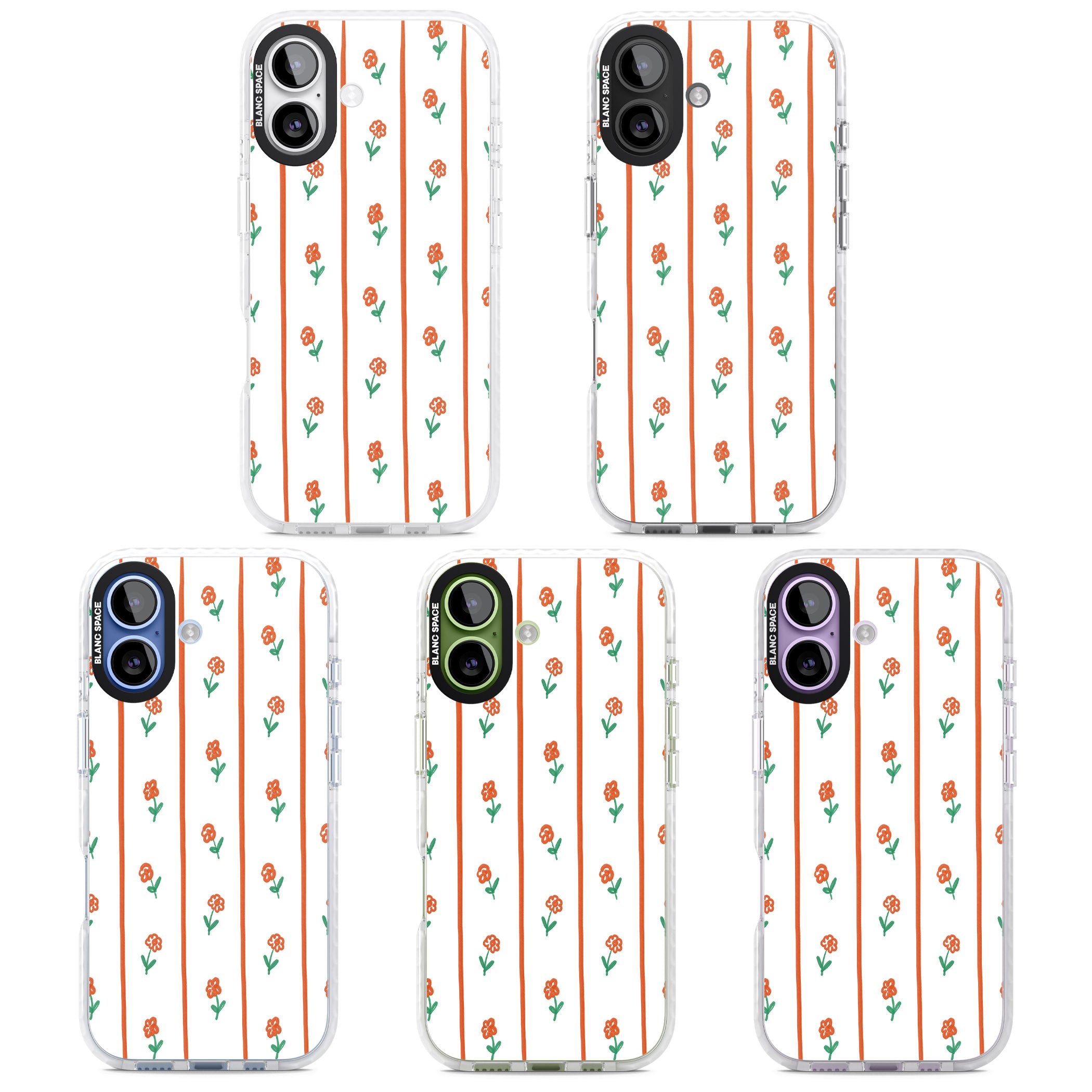 Minimal Floral Stripe iPhone 17 Impact Pro Clear Phone Case APT Impact Protection