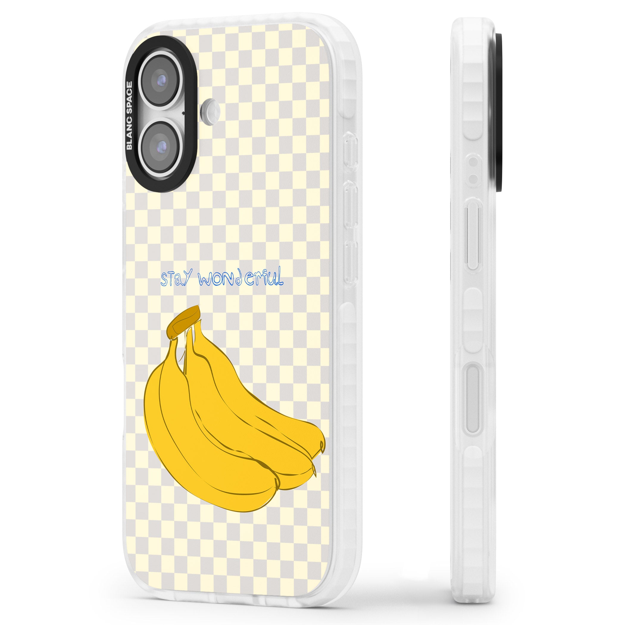 Stay Wonderful Banana iPhone 17 Impact Pro Clear Phone Case Side Profile