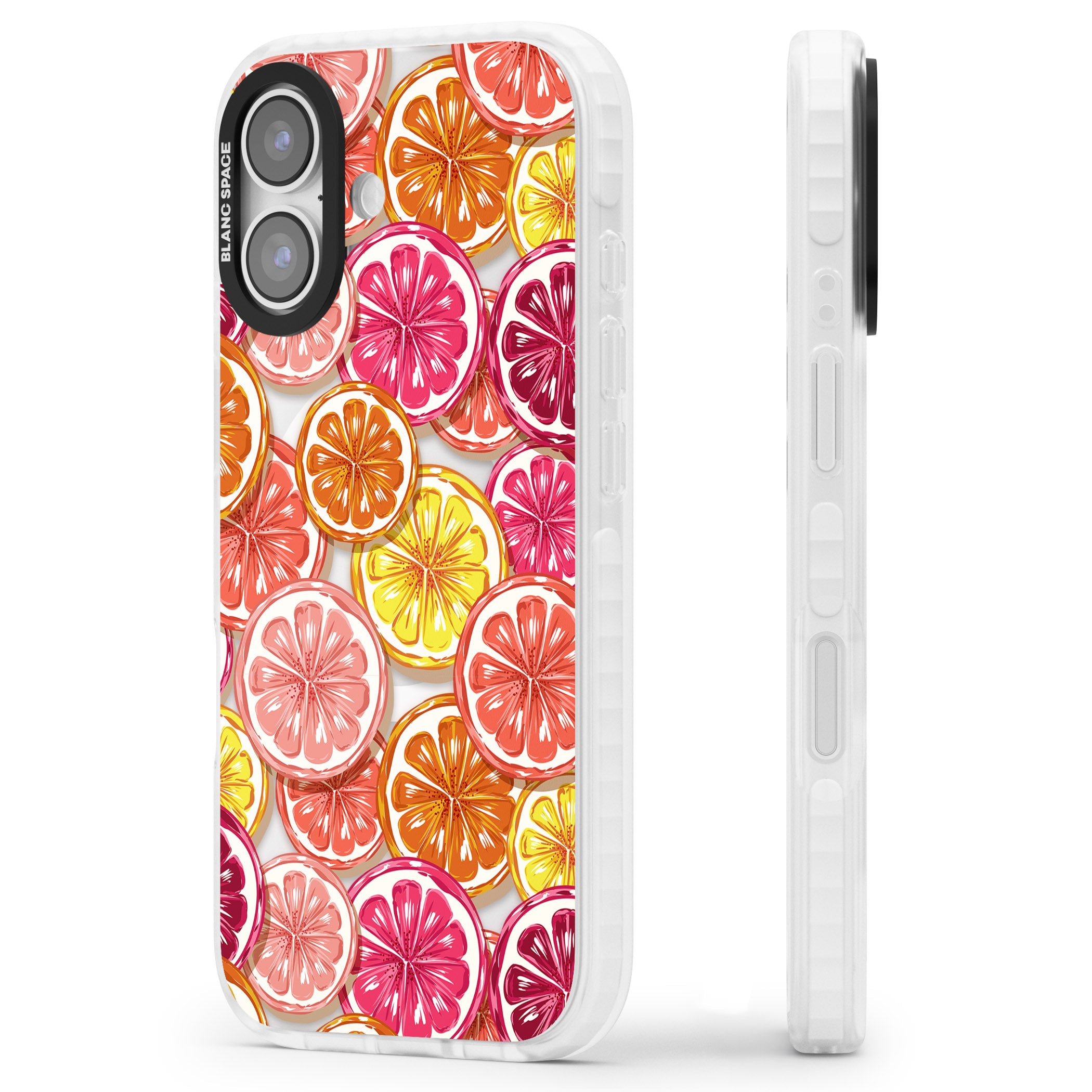 Citrus Fiesta iPhone 17 Impact Pro Clear Phone Case Side Profile