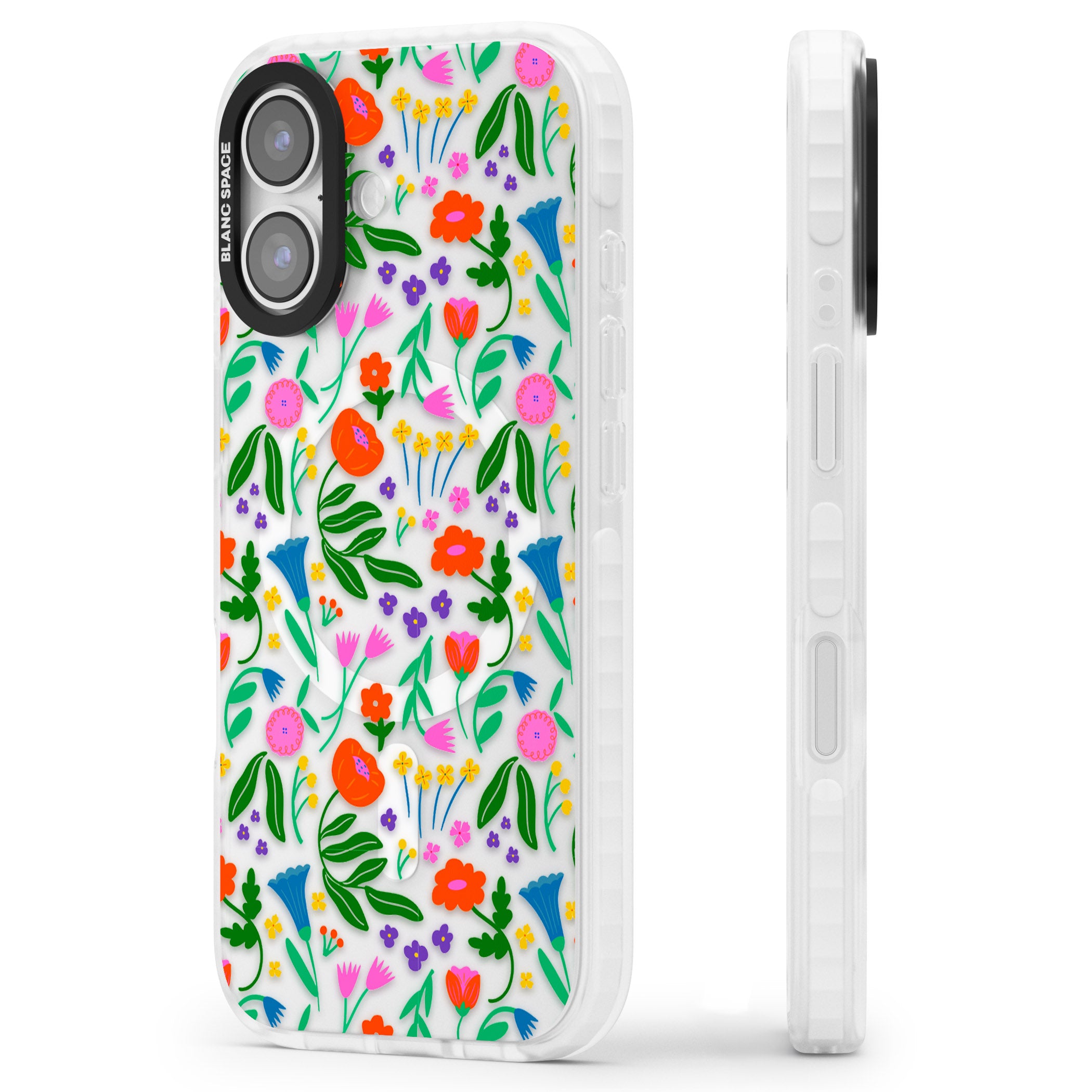 Summer Floral Fiesta iPhone 17 Impact Pro Clear Phone Case Side Profile