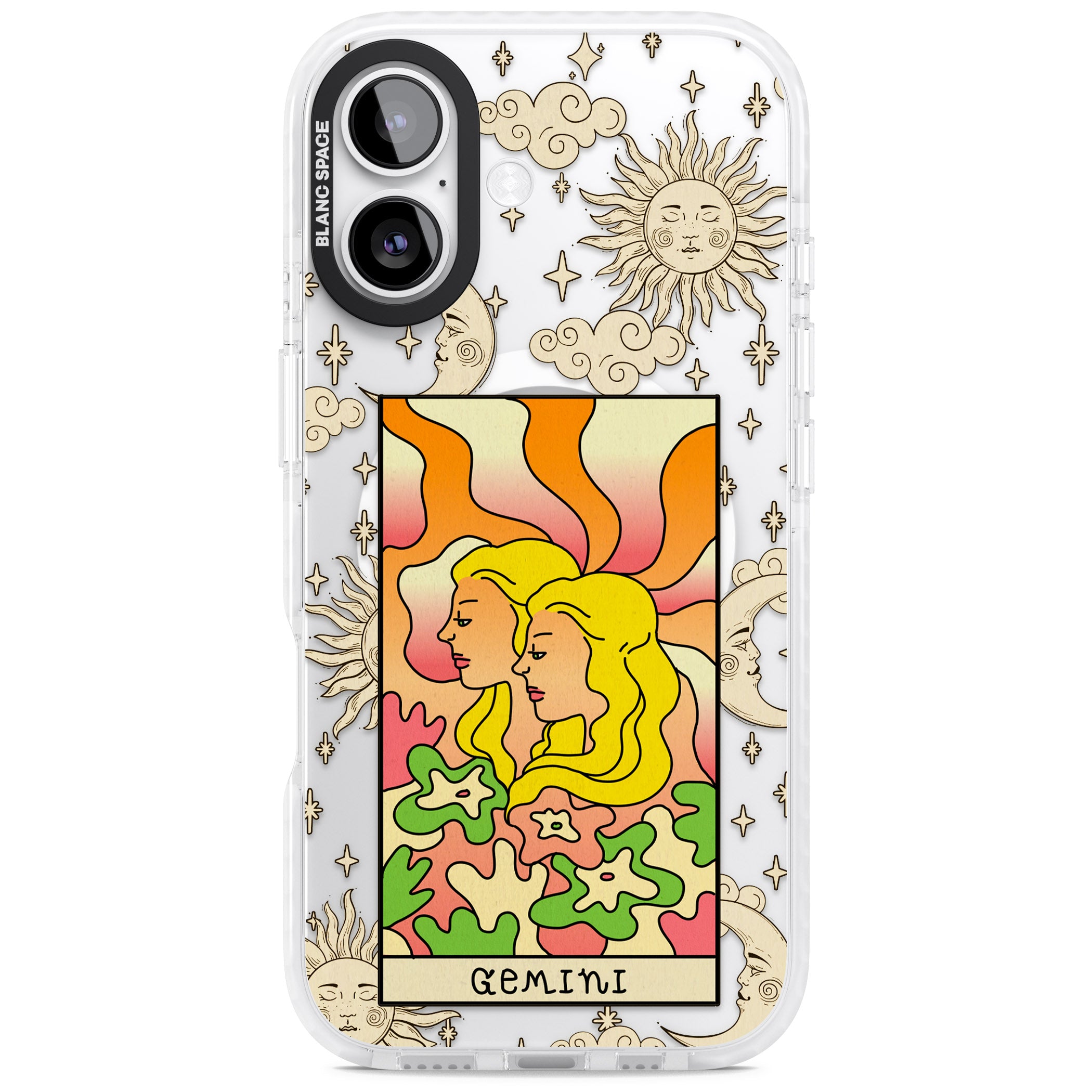 Celestial Zodiac Gemini iPhone 17 Impact Pro Clear Phone Case