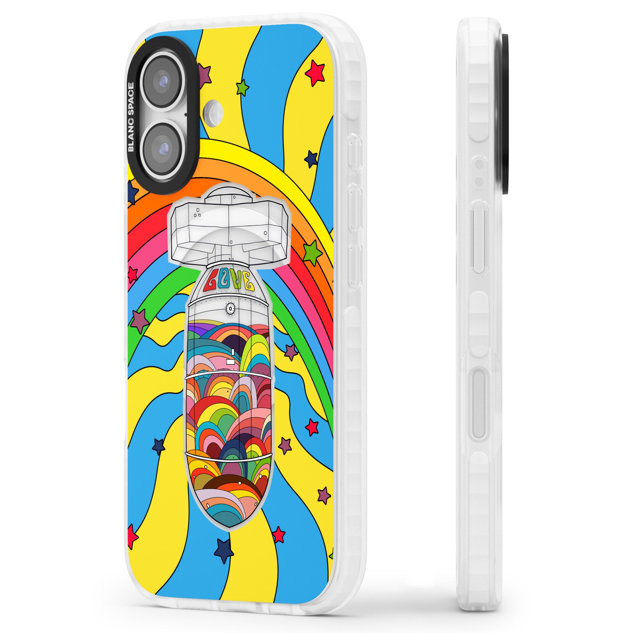 Love Bomb iPhone 17 Impact Pro Clear Phone Case Side Profile