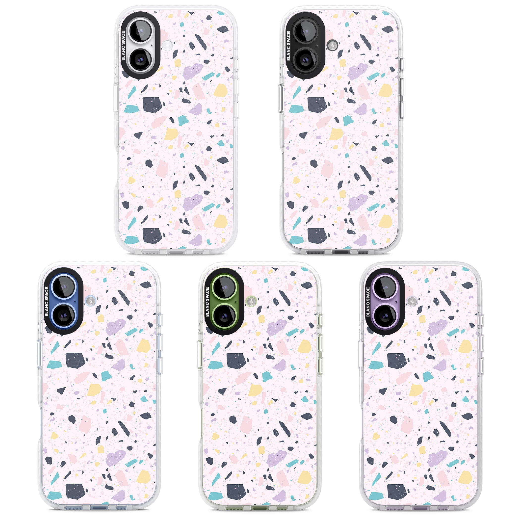 Pink, Purple & Turquoise Terrazzo Pattern iPhone 17 Impact Pro Clear Phone Case APT Impact Protection