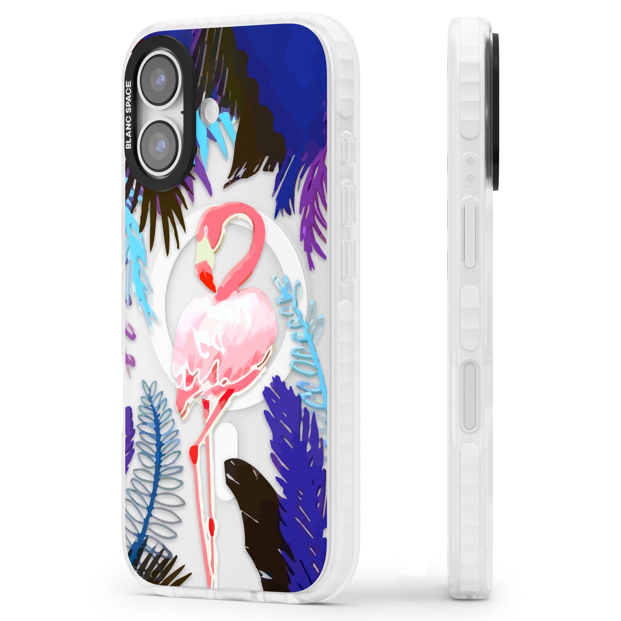 Tropical Flamingo iPhone 17 Impact Pro Clear Phone Case Side Profile