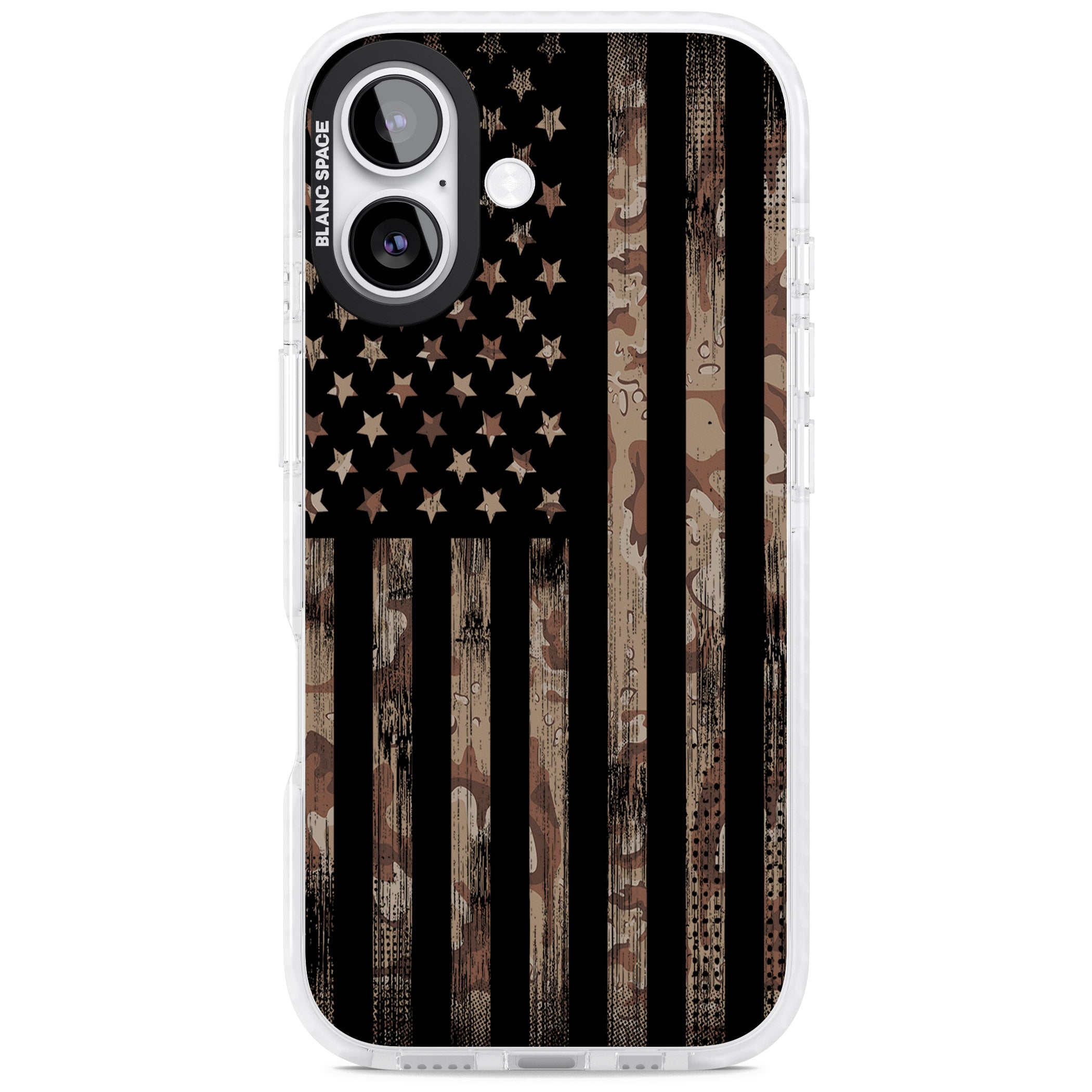 Desert Camo Us Flag iPhone 17 Impact Pro Clear Phone Case