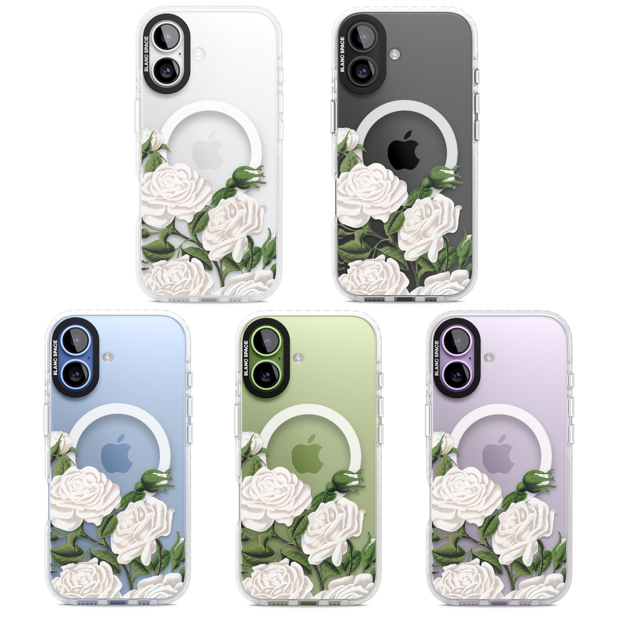White Vintage Painted Flowers iPhone 17 Impact Pro Clear Phone Case APT Impact Protection
