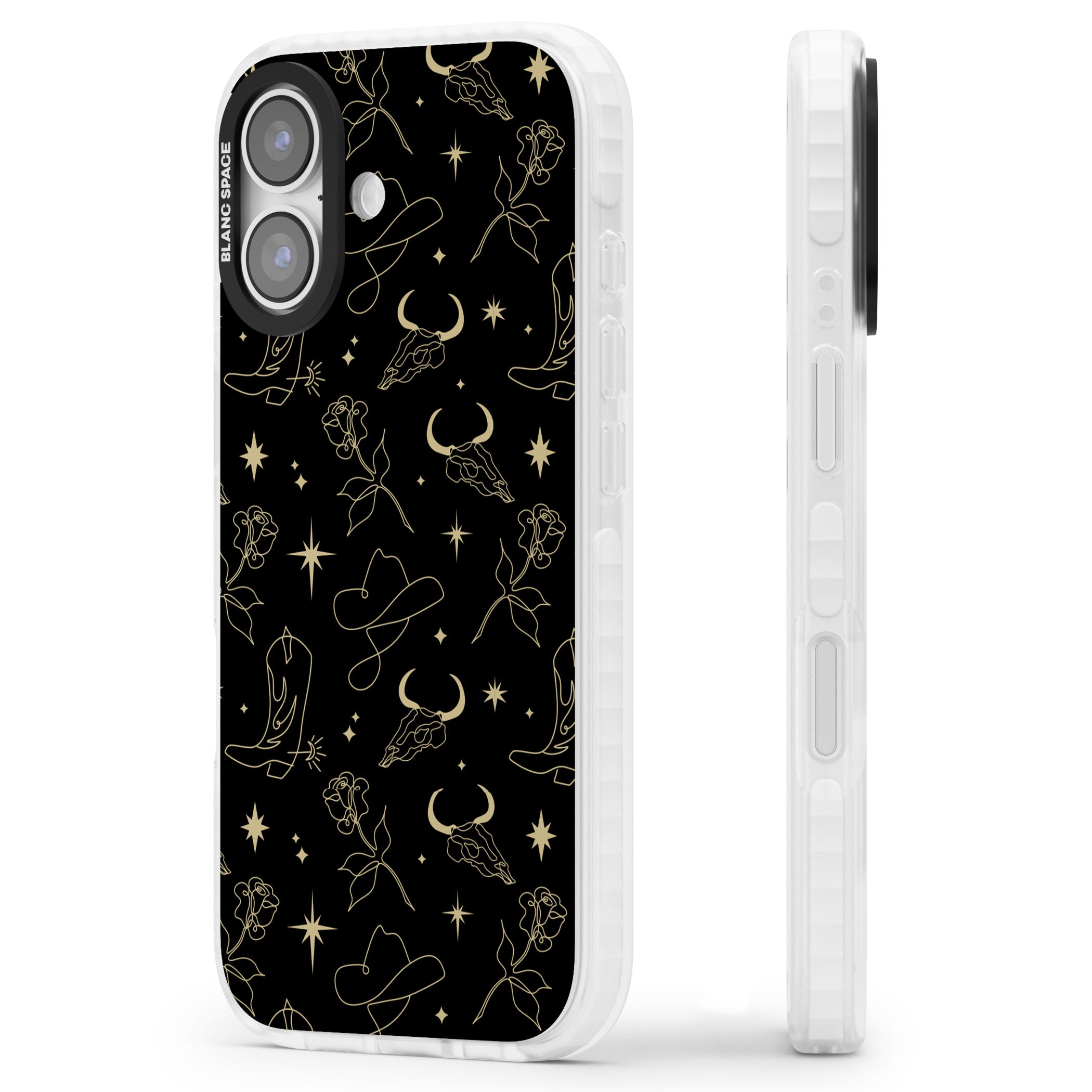 Celestial West Pattern iPhone 17 Impact Pro Clear Phone Case Side Profile