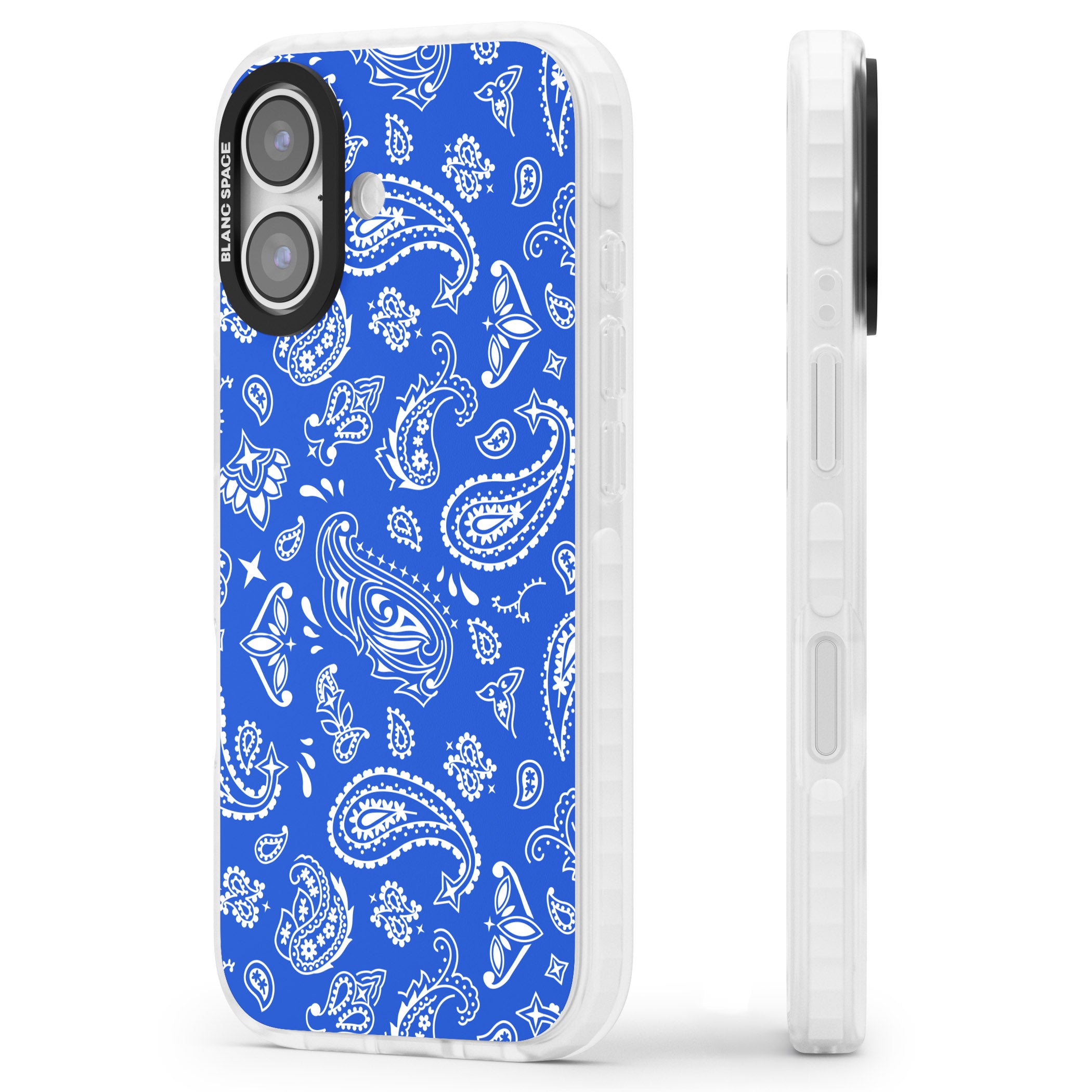 Blue Bandana iPhone 17 Impact Pro Clear Phone Case Side Profile