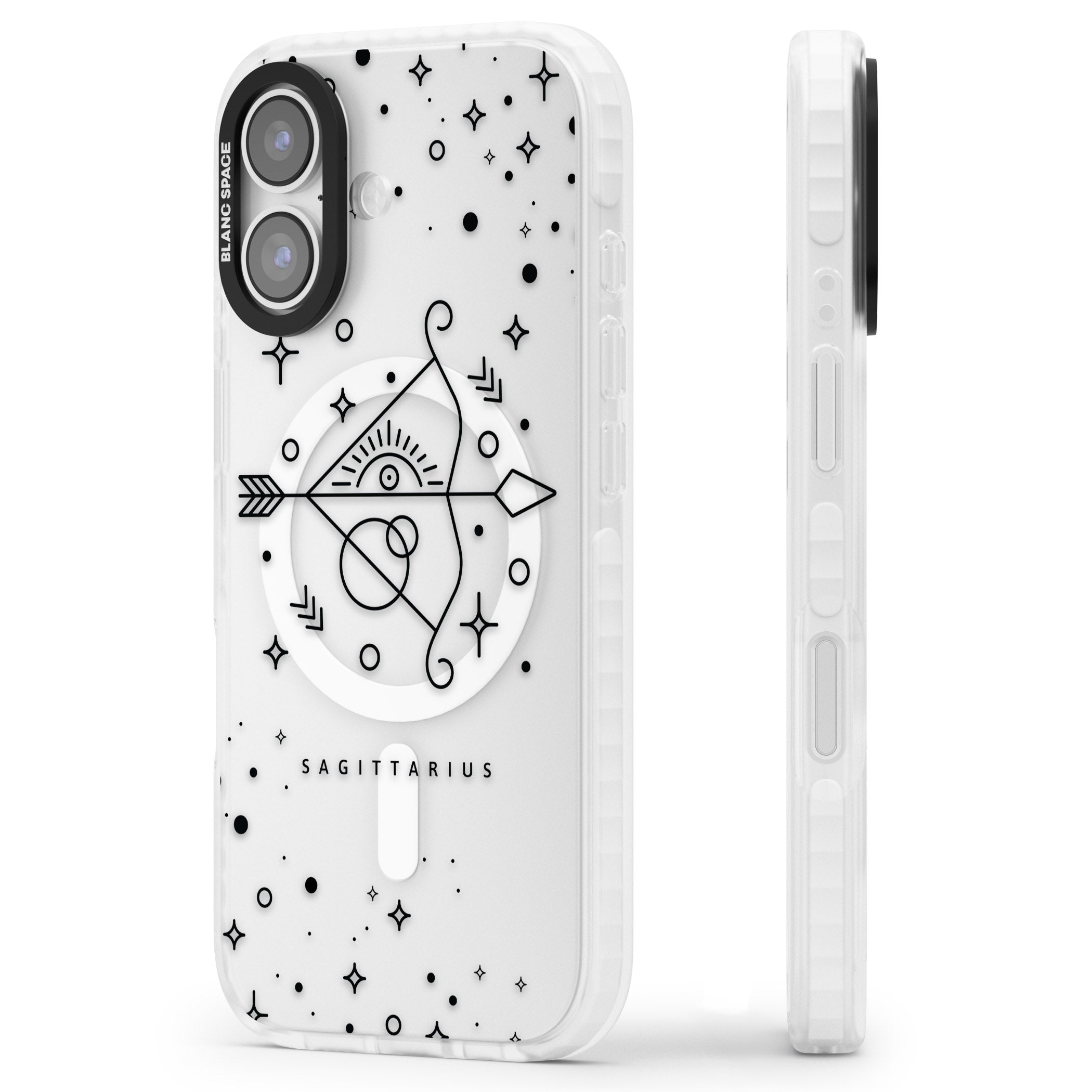 Sagittarius Arcane iPhone 17 Impact Pro Clear Phone Case Side Profile
