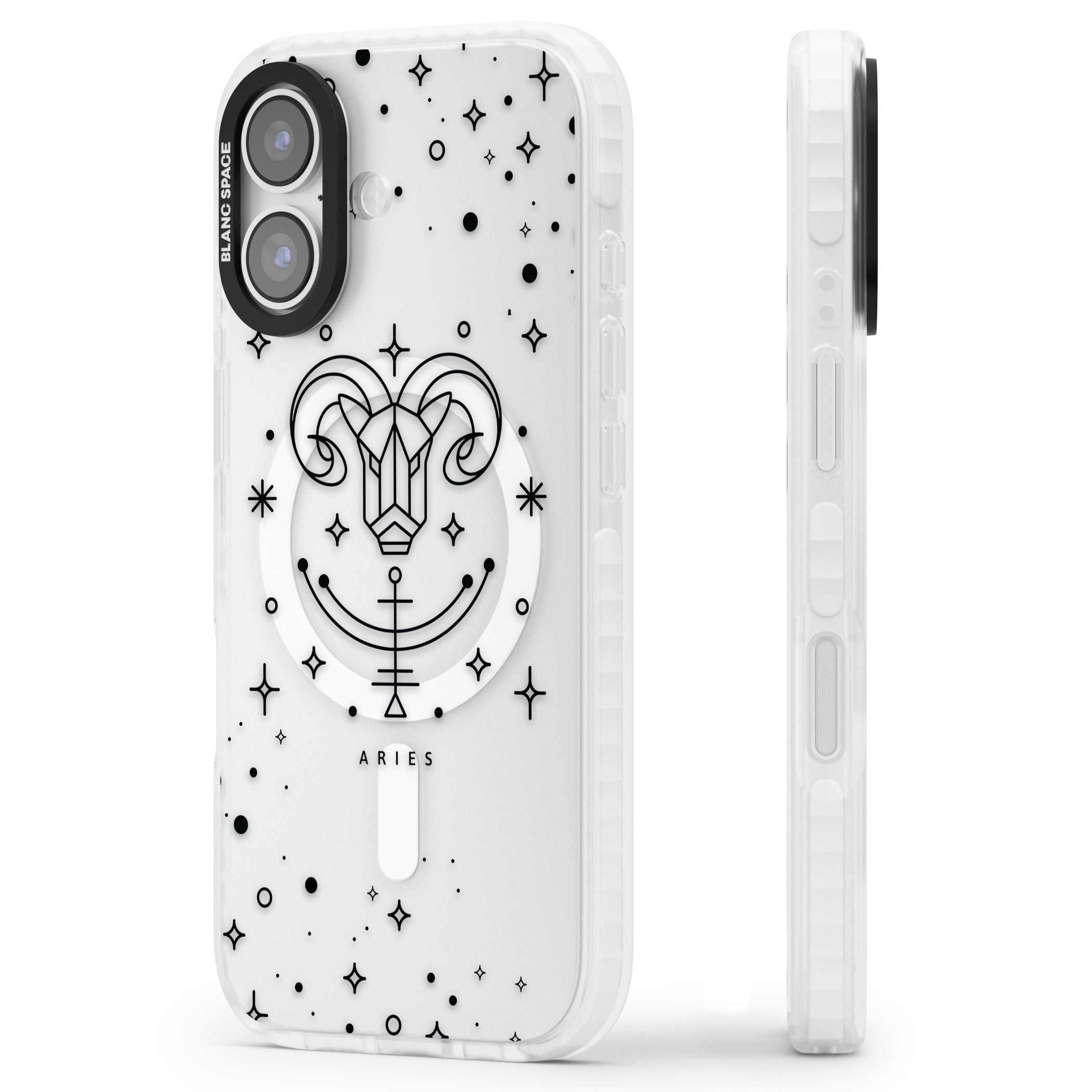 Aries Emblem iPhone 17 Impact Pro Clear Phone Case Side Profile