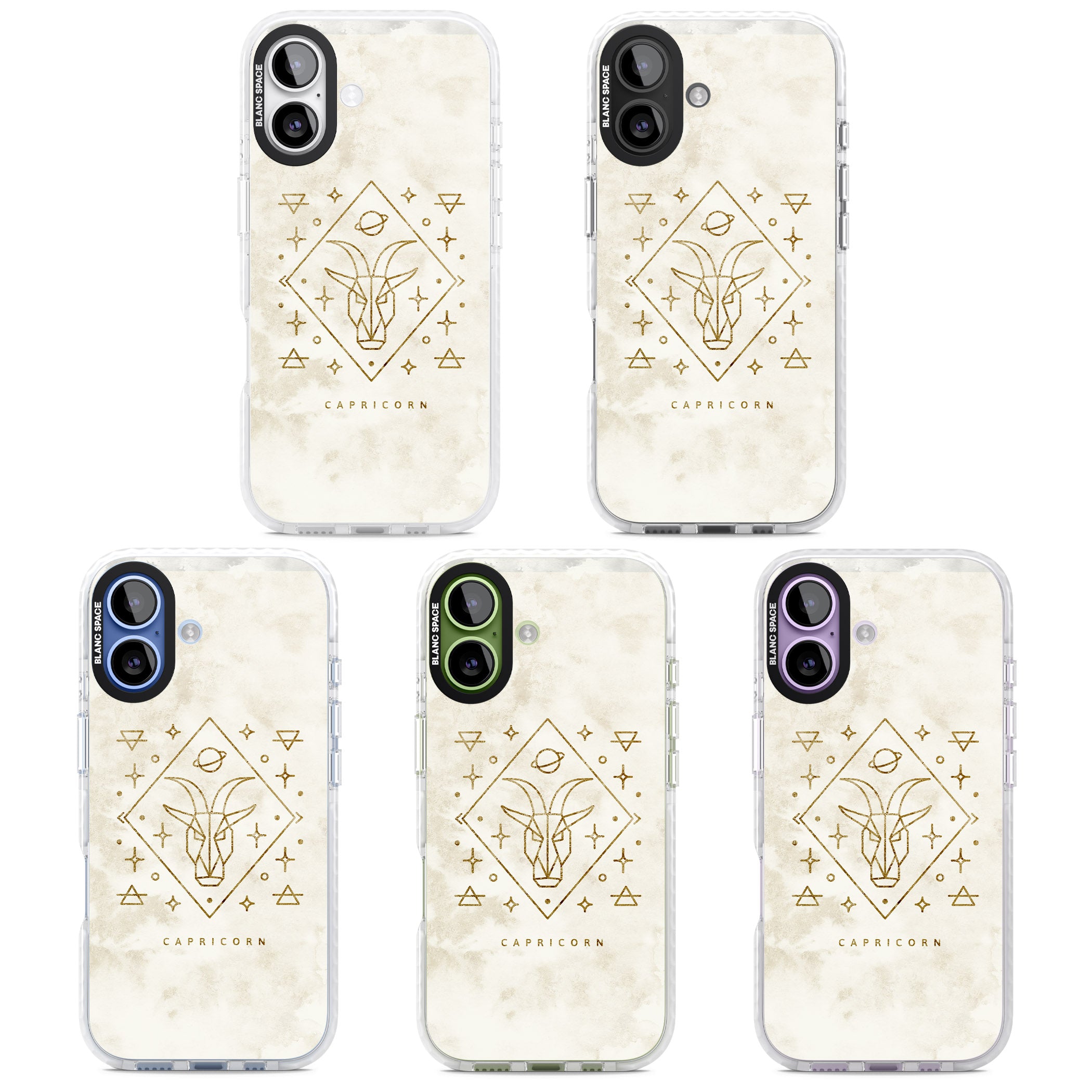 Capricorn Gold Zodiac Design iPhone 17 Impact Pro Clear Phone Case APT Impact Protection