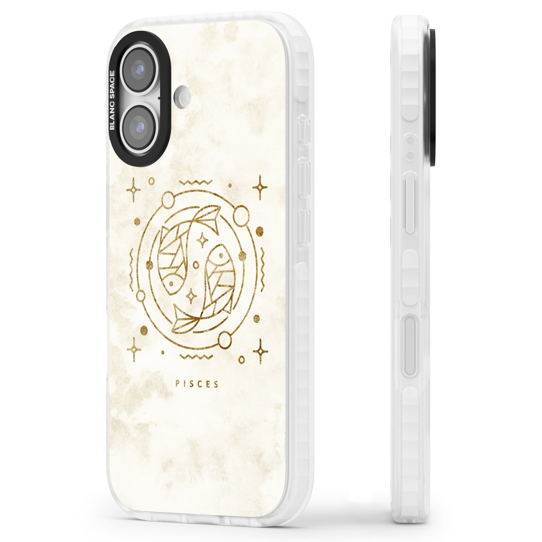 Pisces Emblem iPhone 17 Impact Pro Clear Phone Case Side Profile