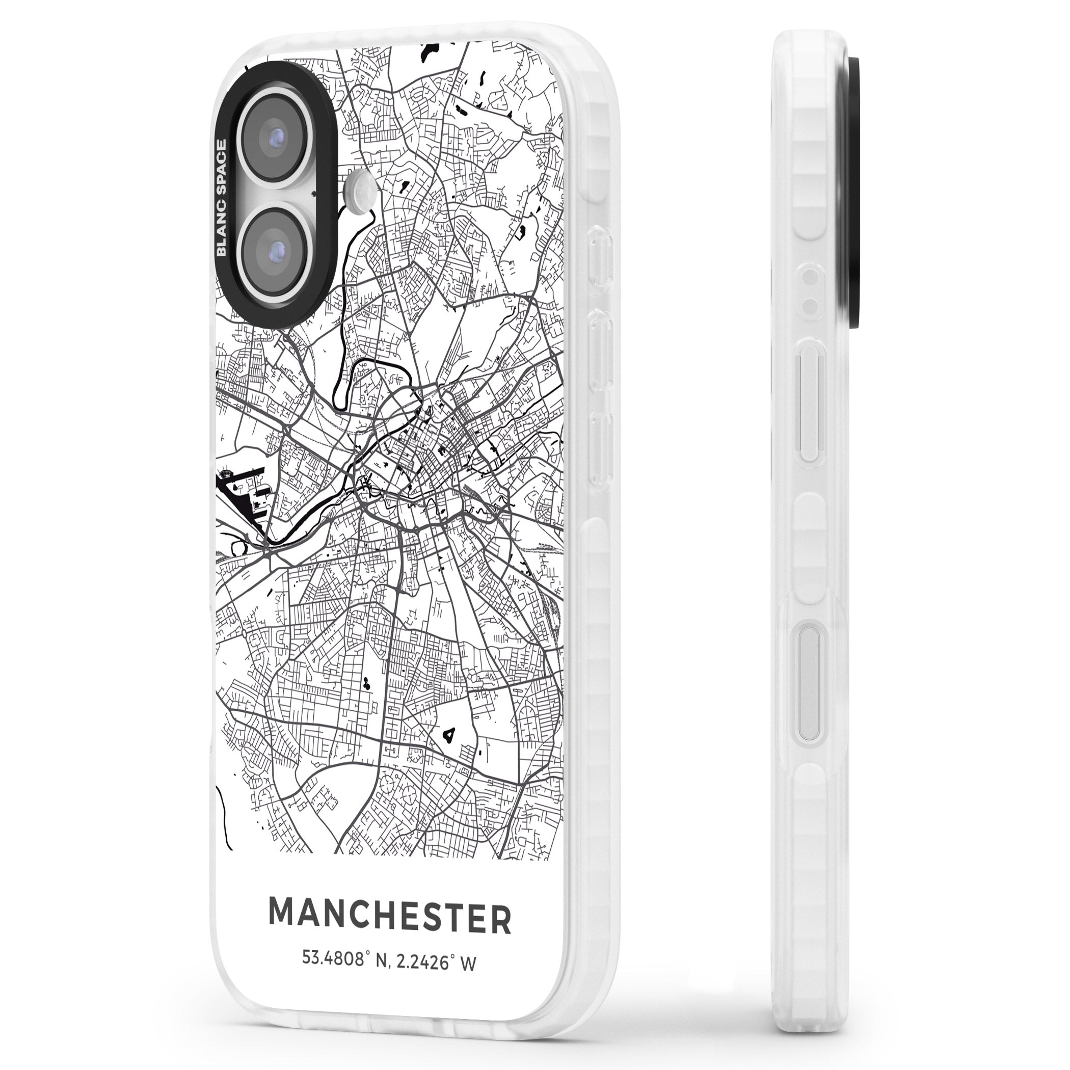 Manchester Map iPhone 17 Impact Clear Phone Case Side Profile