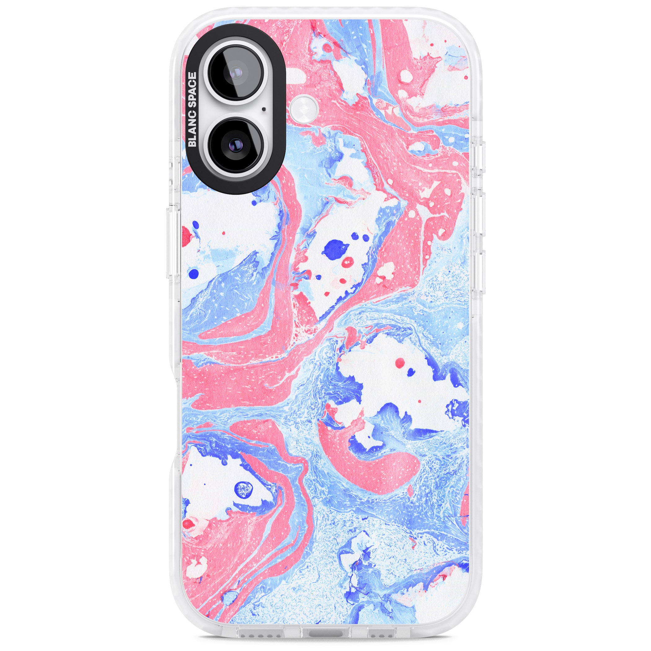 Pink, Blue & White Marbled Paper Pattern iPhone 17 Impact Clear Phone Case
