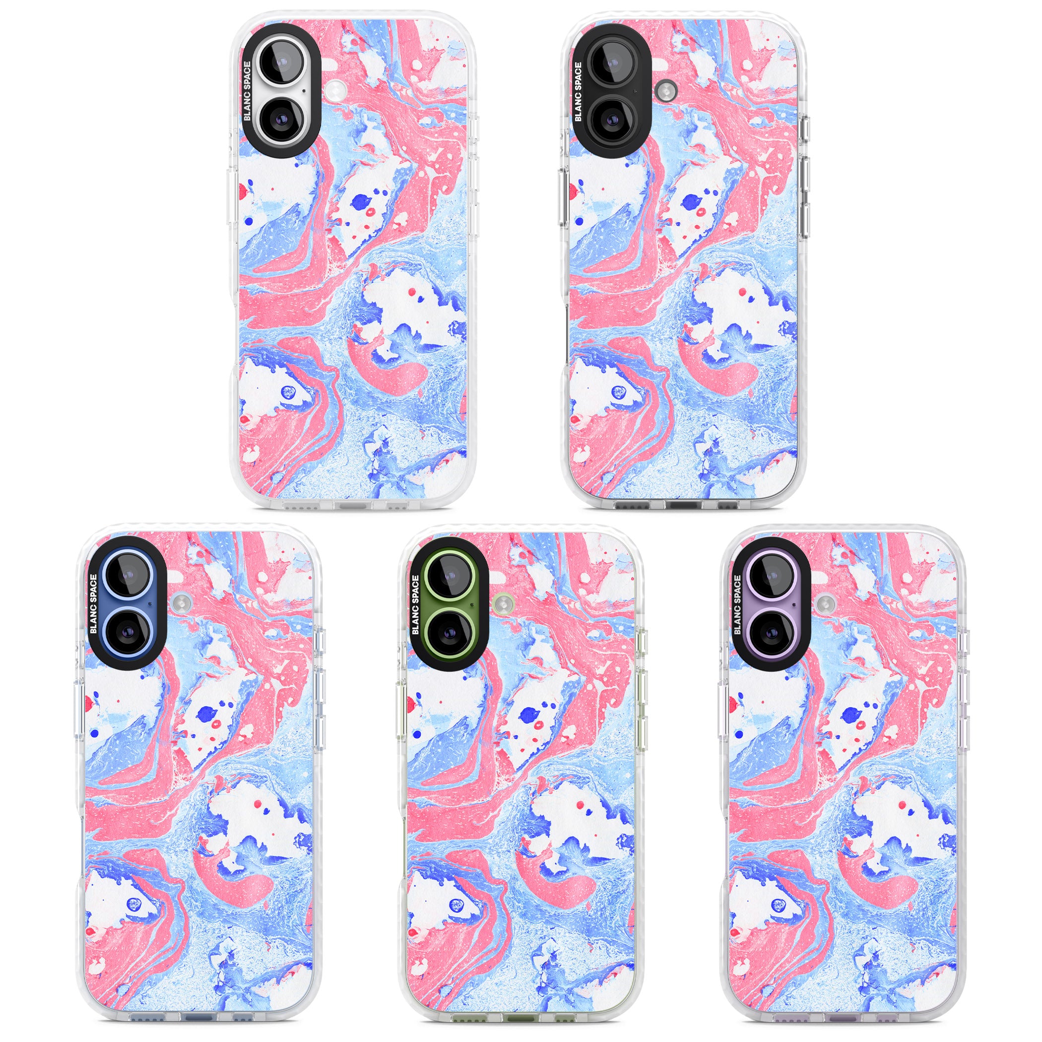 Pink, Blue & White Marbled Paper Pattern iPhone 17 Impact Clear Phone Case APT Impact Protection
