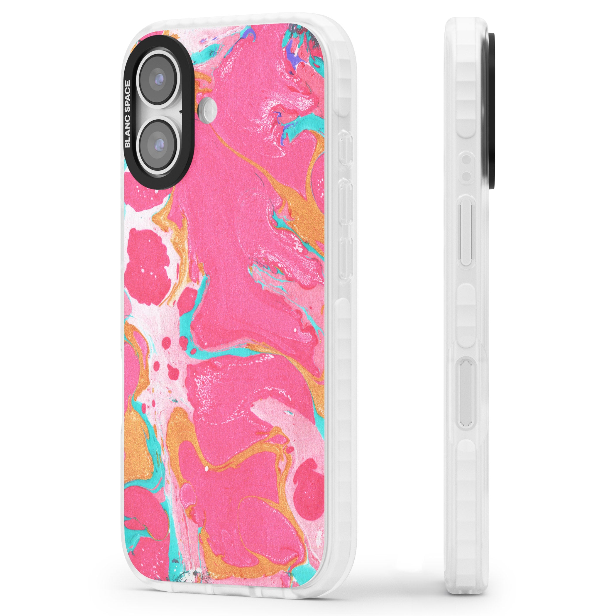 Vibrant Marbled Paper iPhone 17 Impact Clear Phone Case Side Profile