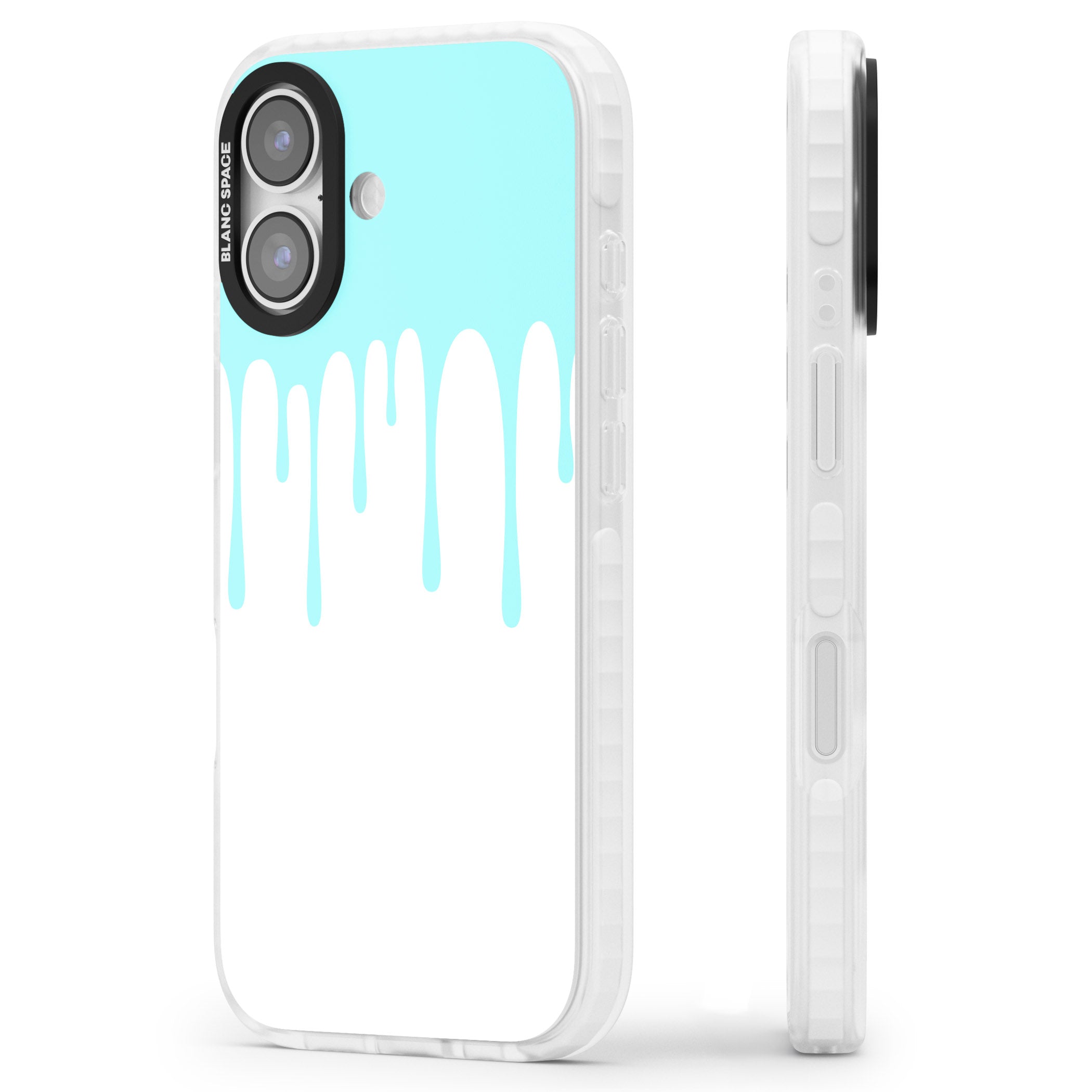 Melted Teal Drip iPhone 17 Impact Clear Phone Case Side Profile