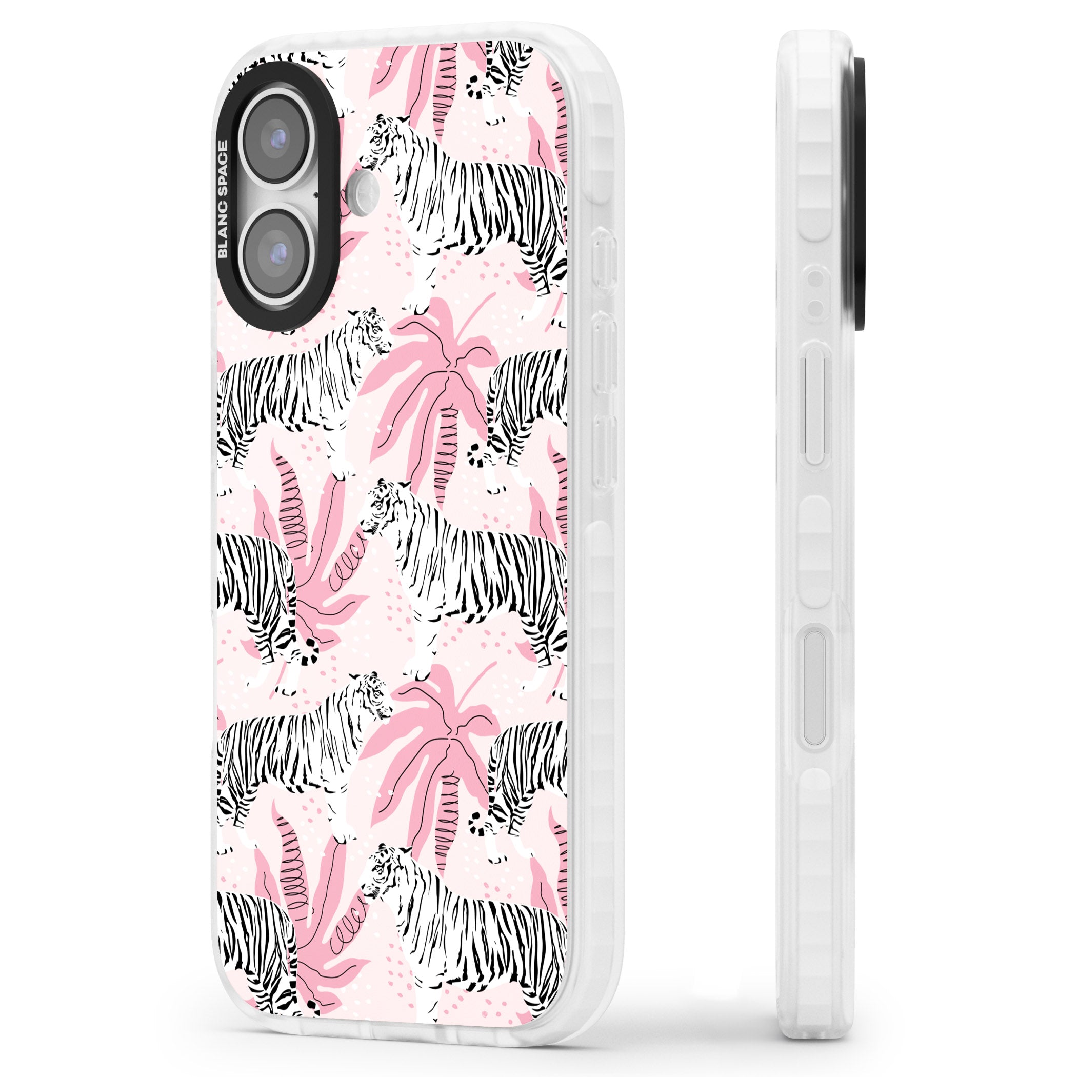 Pink Tiger Palm iPhone 17 Impact Clear Phone Case Side Profile