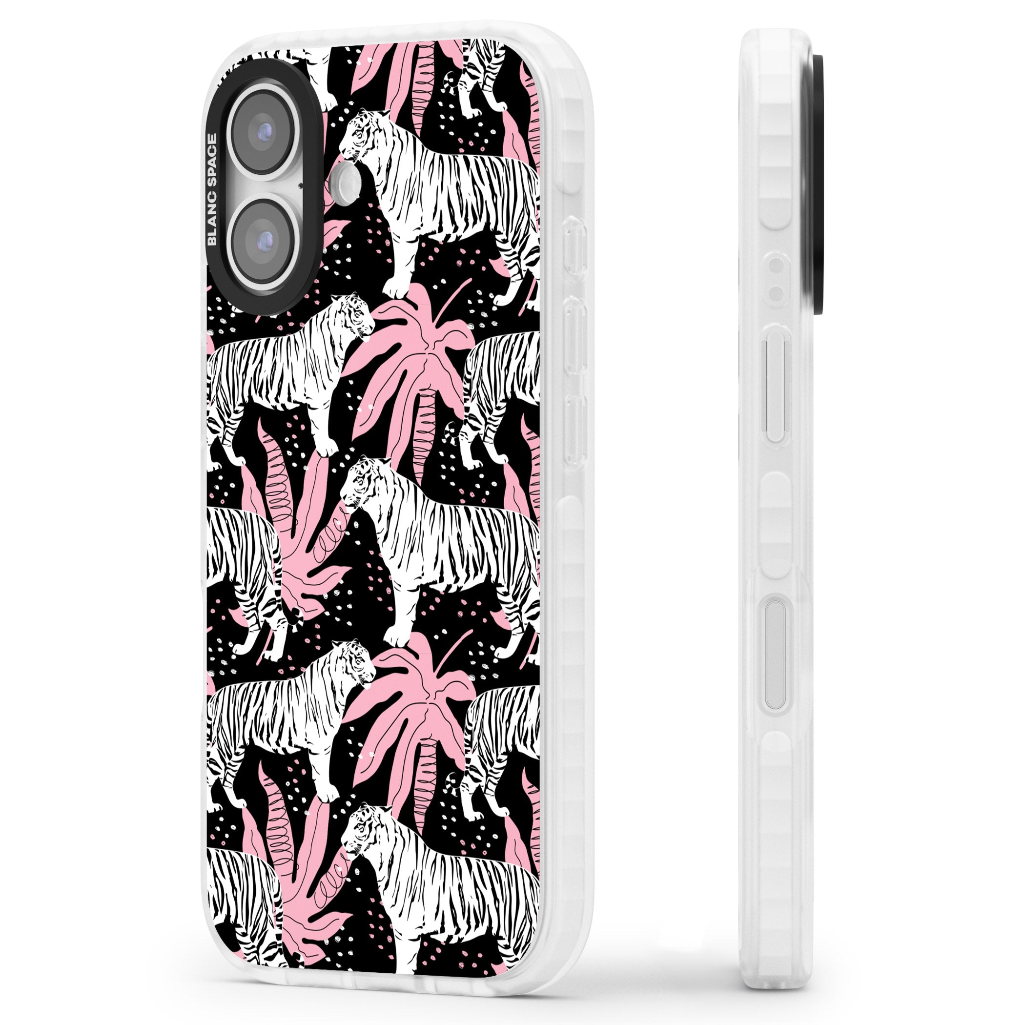 Pink Jungle Tiger iPhone 17 Impact Clear Phone Case Side Profile