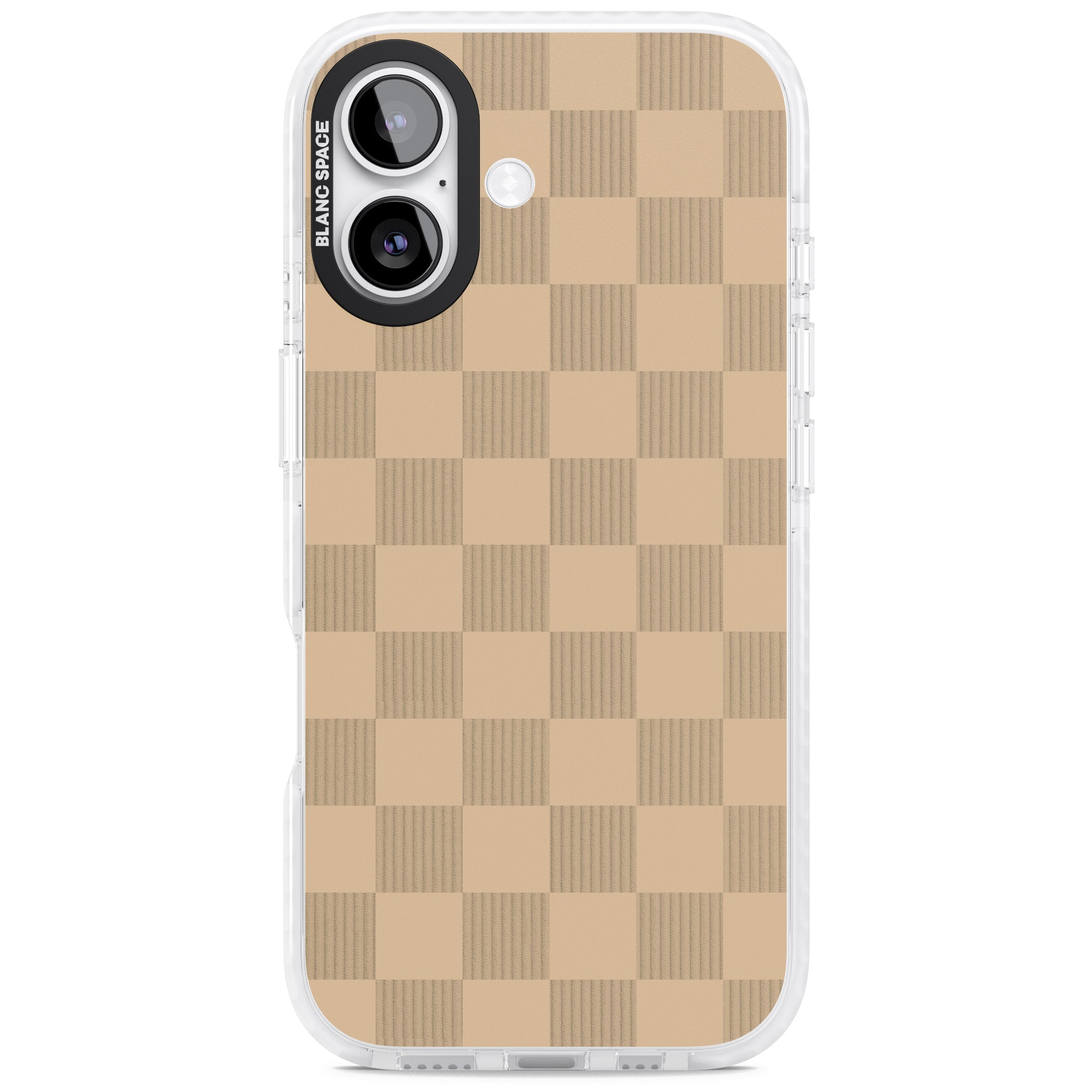 Beige Checkered iPhone 17 Impact Clear Phone Case