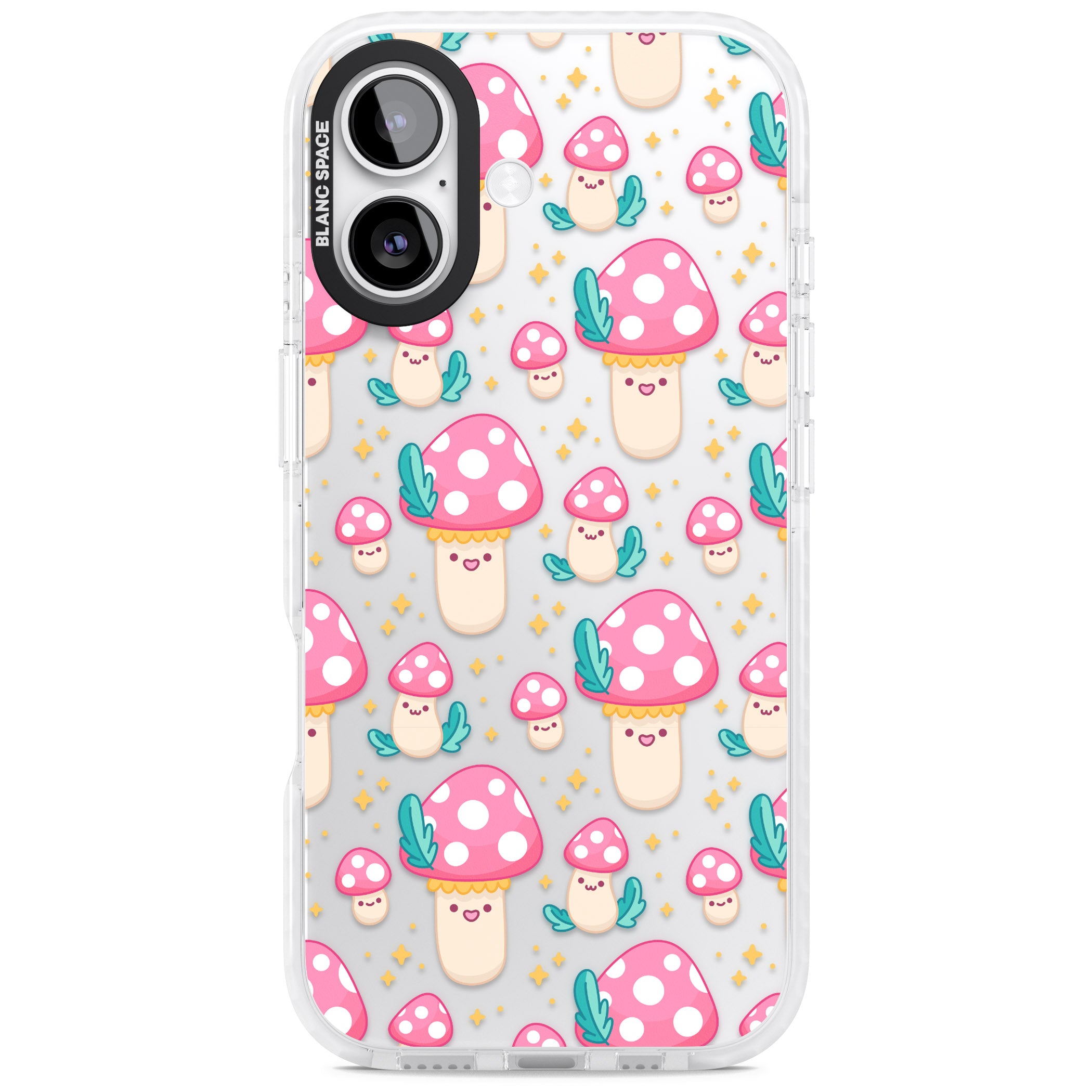Cute Mushroom Pattern iPhone 17 Impact Clear Phone Case