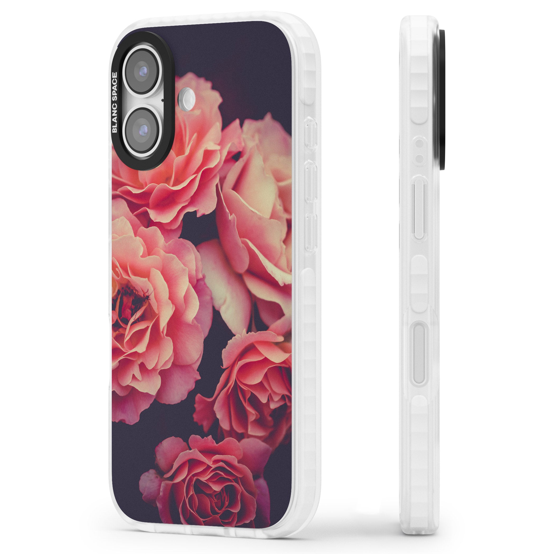 Midnight Rose Bloom iPhone 17 Impact Clear Phone Case Side Profile