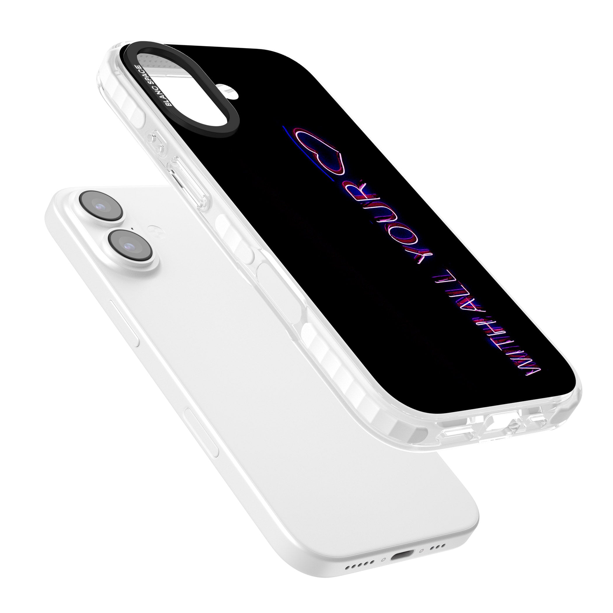 Neon Heart Script iPhone 17 Impact Clear Phone Case Colours
