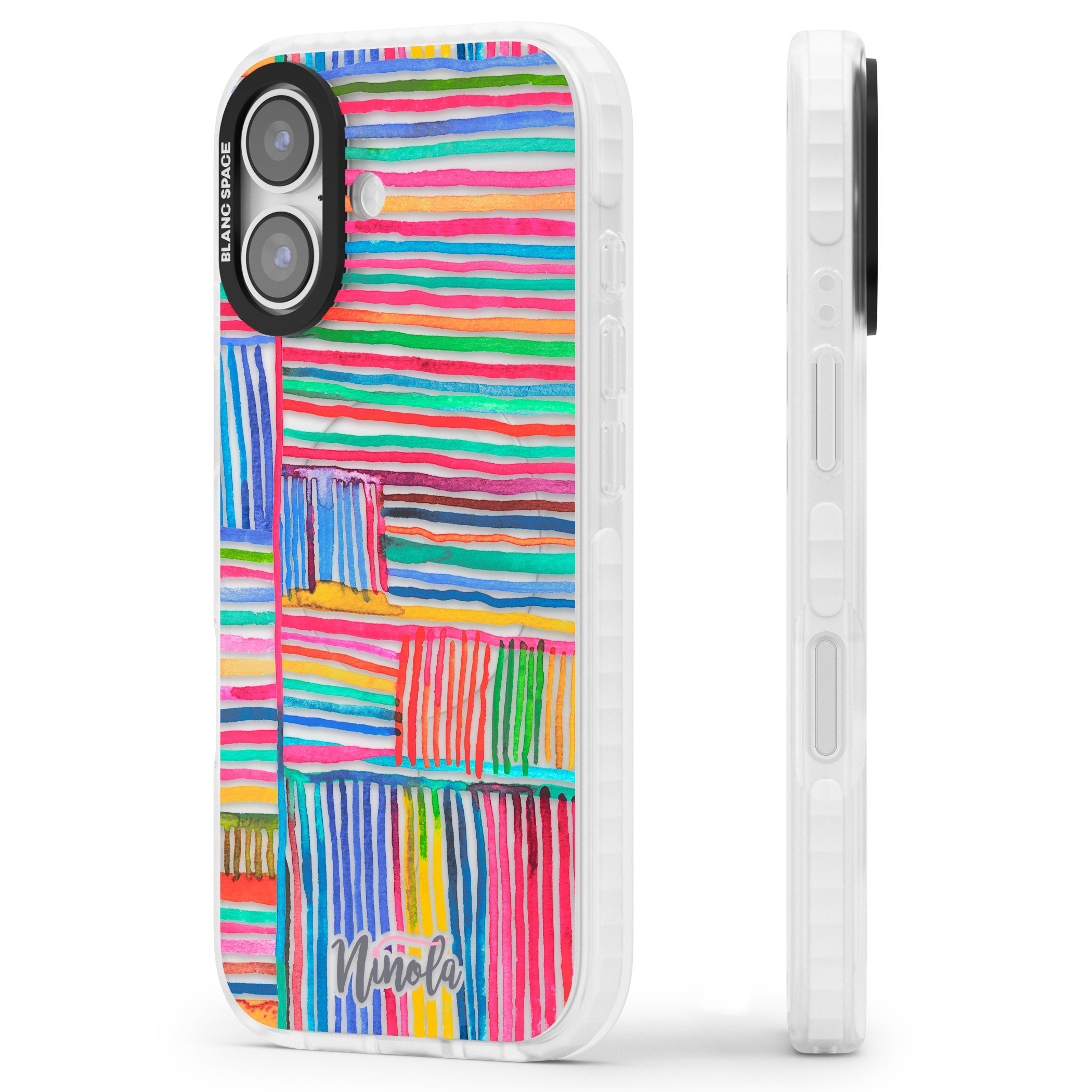 Vibrant Watercolor Lines iPhone 17 Impact Clear Phone Case Side Profile