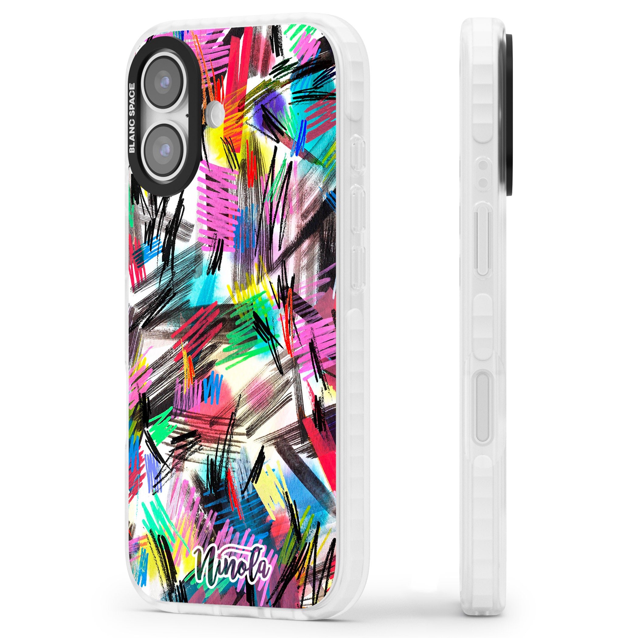 Wild Strokes Rainbow iPhone 17 Impact Clear Phone Case Side Profile