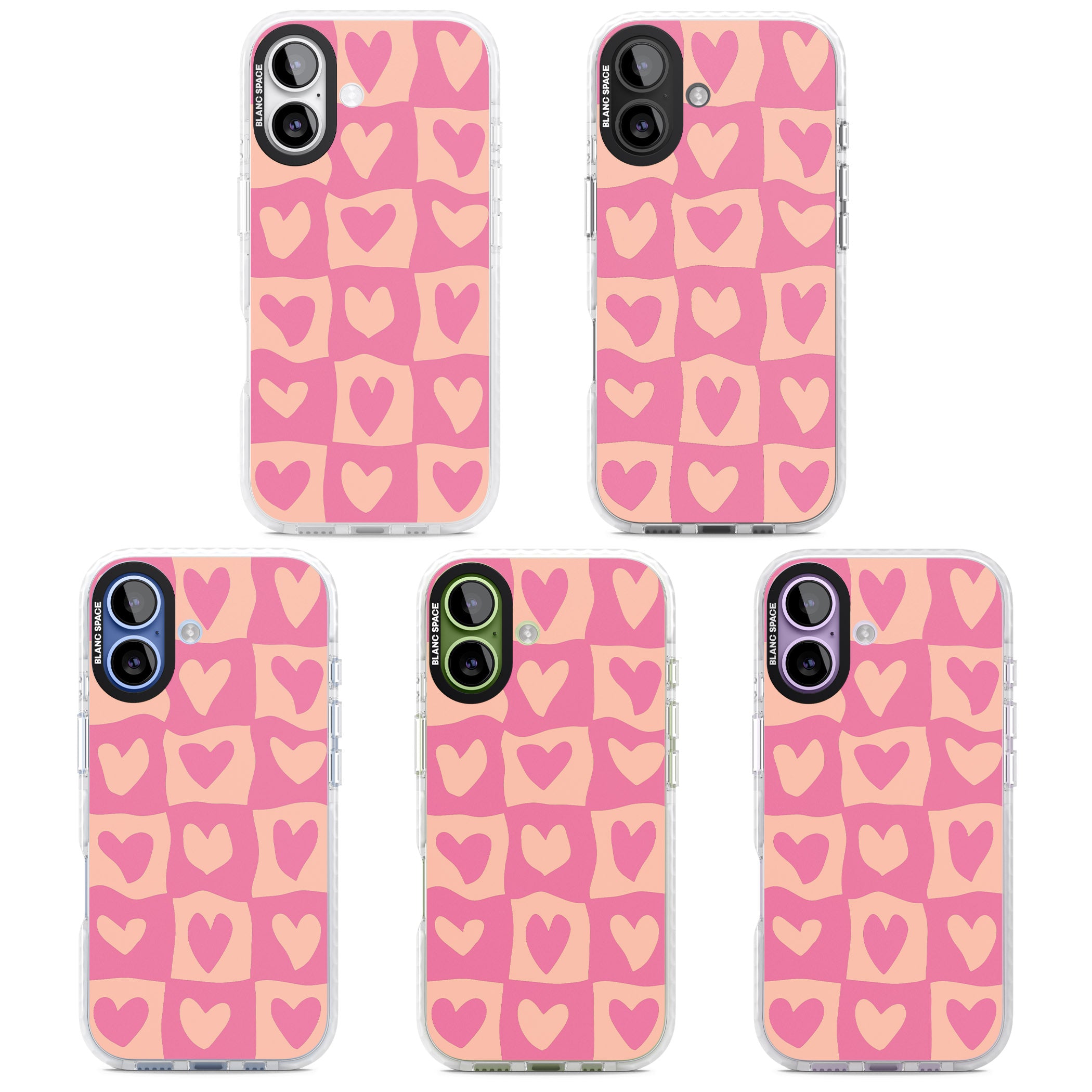 Pink Wavy Checked Hearts iPhone 17 Impact Clear Phone Case APT Impact Protection