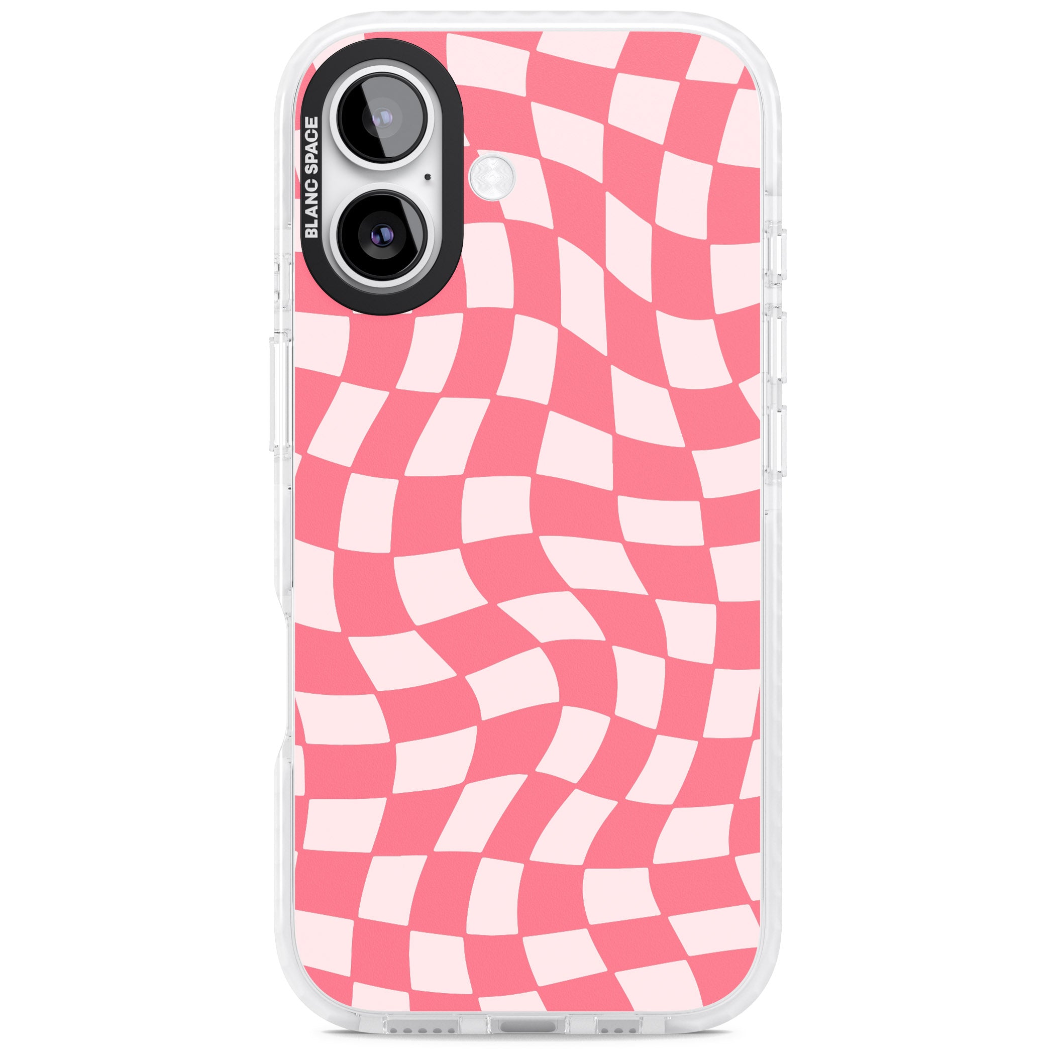 Pink Wavy Checked Pattern iPhone 17 Impact Clear Phone Case