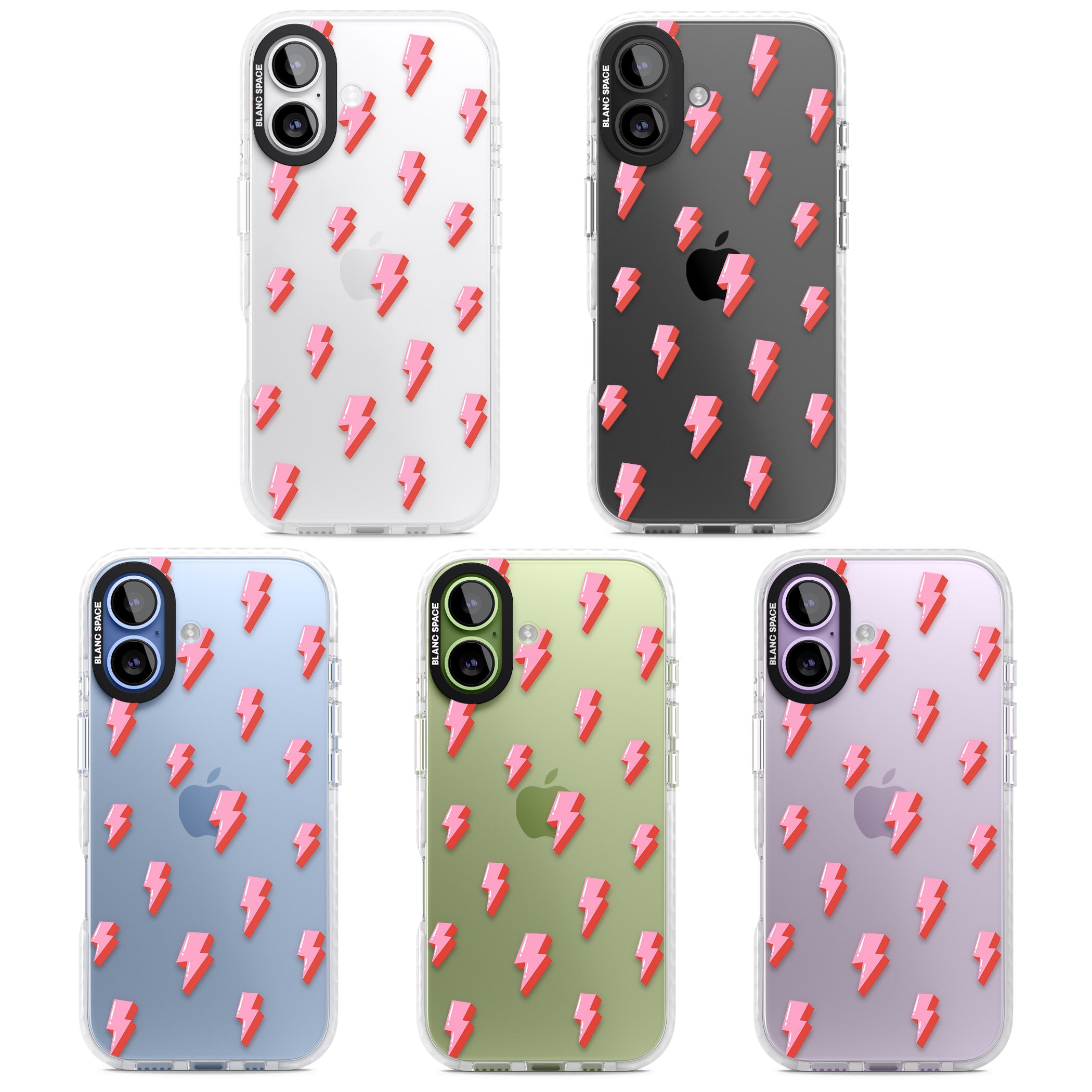 Pink Bolt Pattern iPhone 17 Impact Clear Phone Case APT Impact Protection