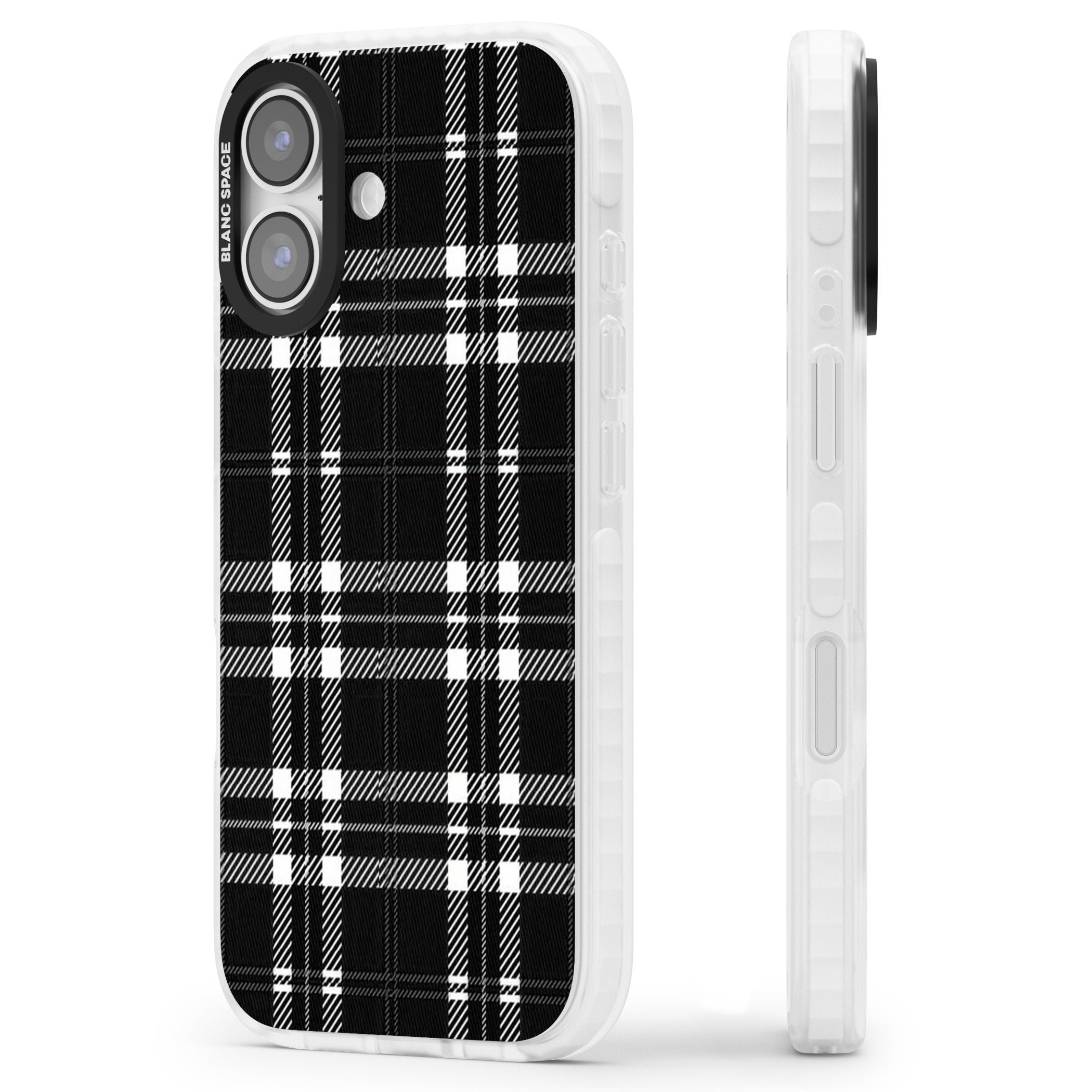 Divine Black Plaid iPhone 17 Impact Clear Phone Case Side Profile