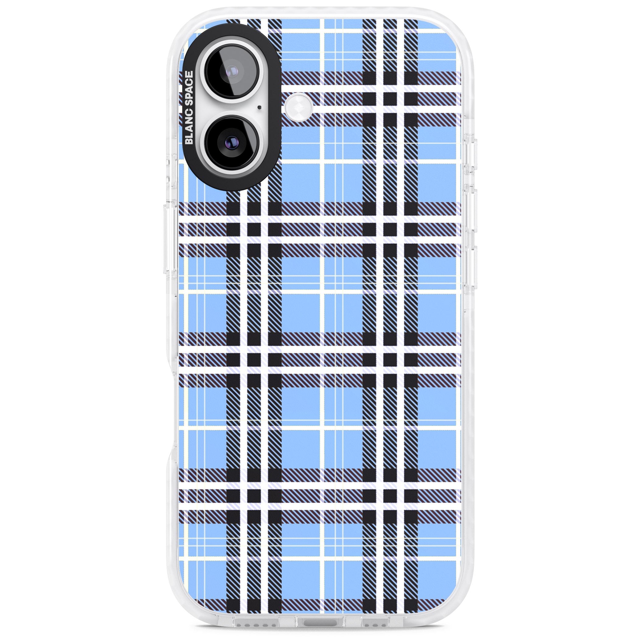 Blue Plaid iPhone 17 Impact Clear Phone Case