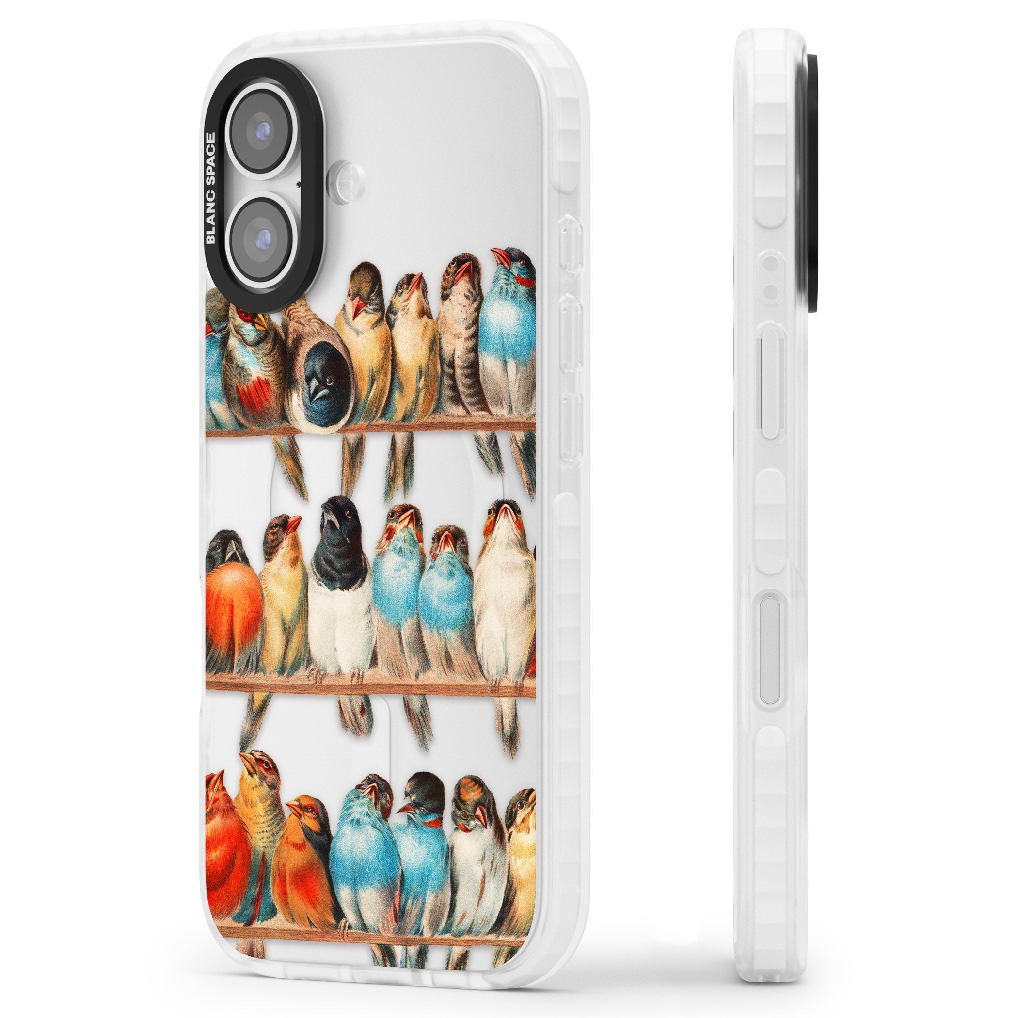 A Perch Of Birds iPhone 17 Impact Clear Phone Case Side Profile