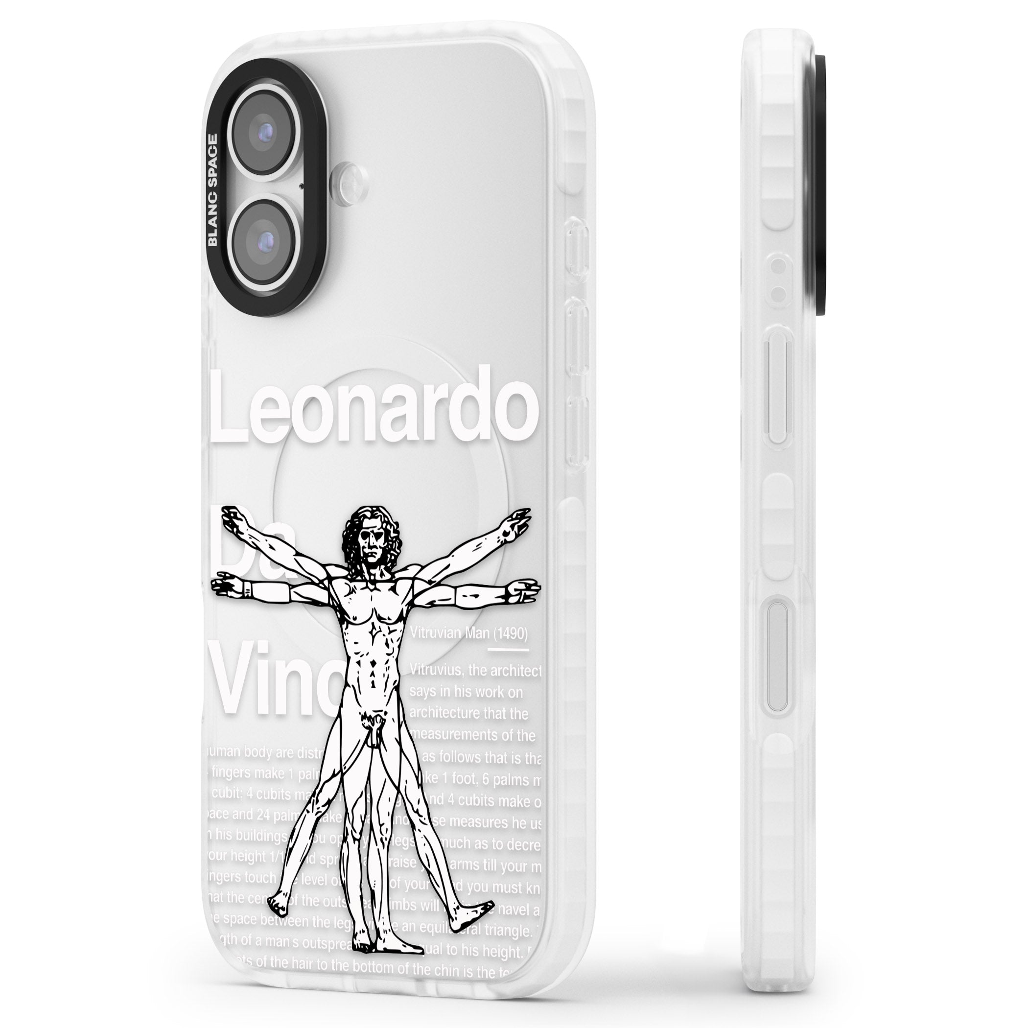 Vitruvian Man iPhone 17 Impact Clear Phone Case Side Profile