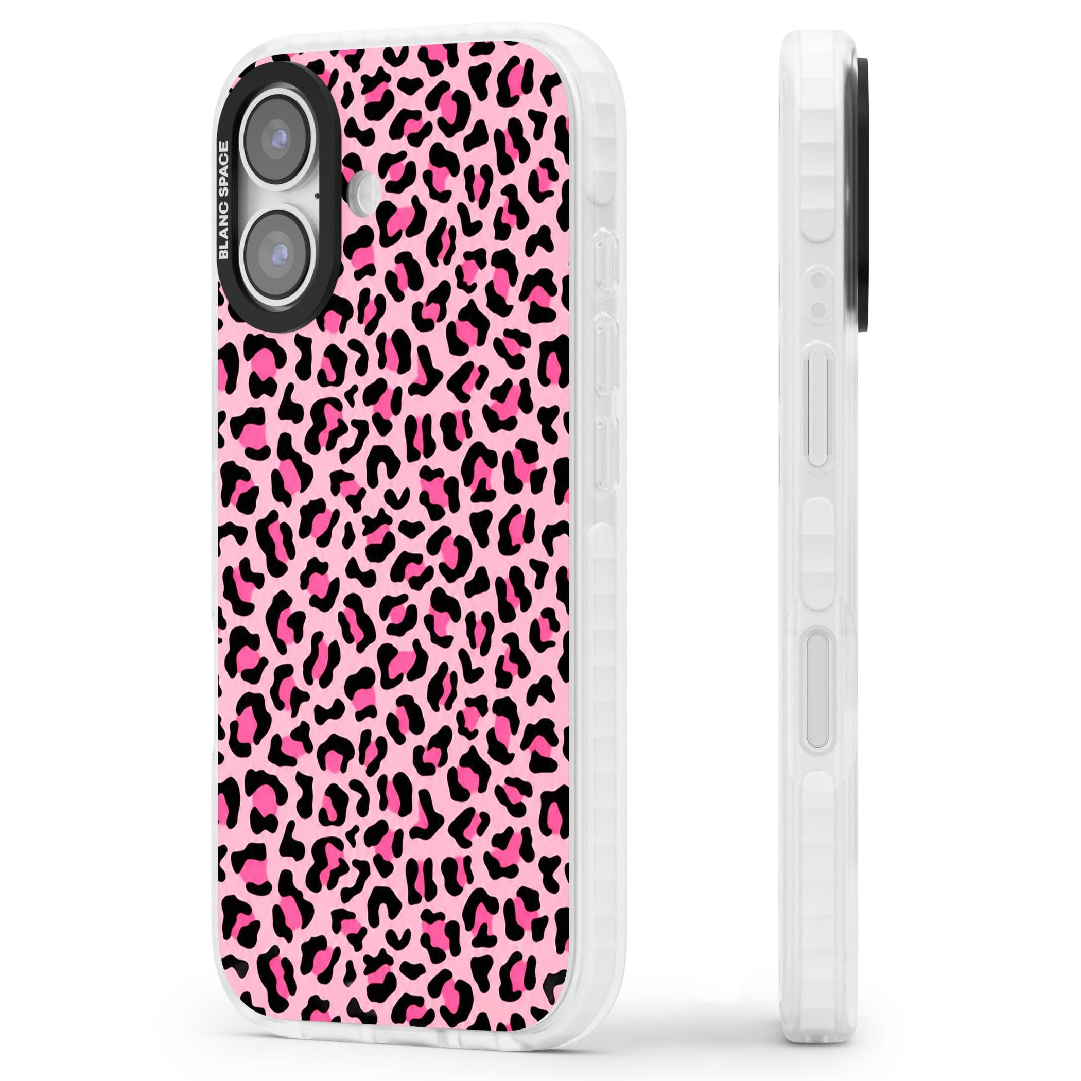 Pink Leopard baddie iPhone case | Black Impact case for iPhone 17