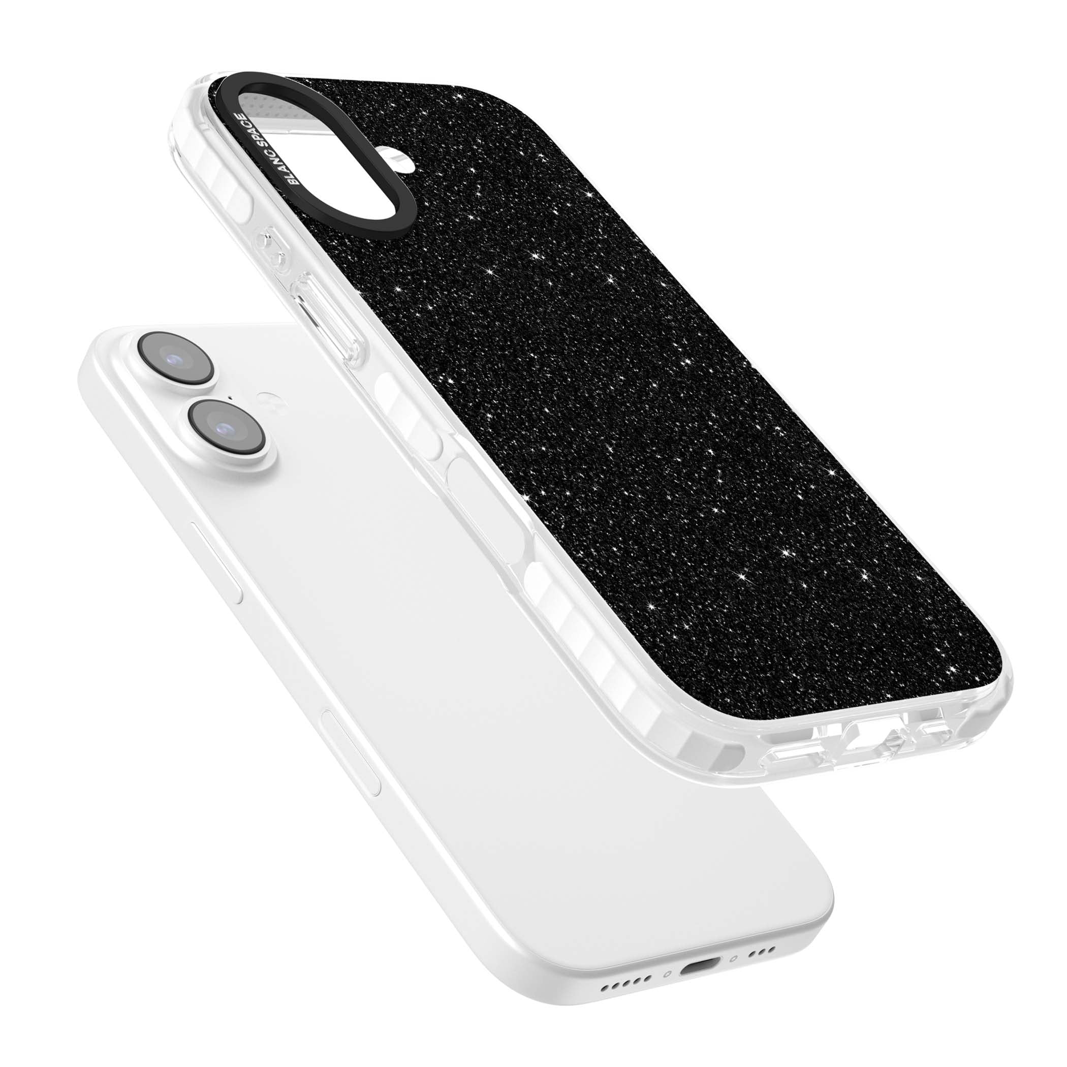 Black Glitter black glitter iPhone case featuring an all-over sparkly shimmer pattern on a jet black base | Black Impact case for iPhone 17