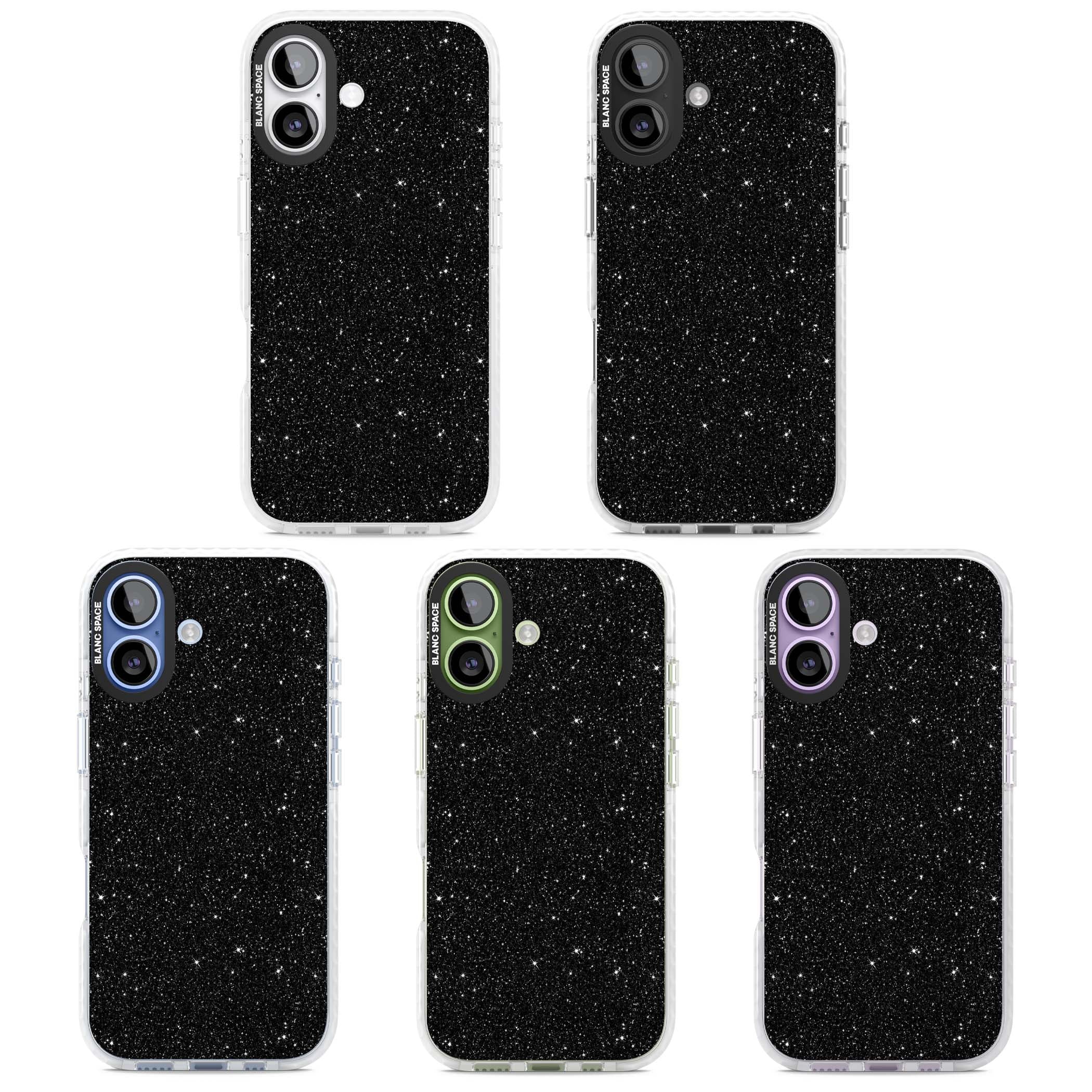 Black Glitter black glitter iPhone case featuring an all-over sparkly shimmer pattern on a jet black base | Black Impact case for iPhone 17