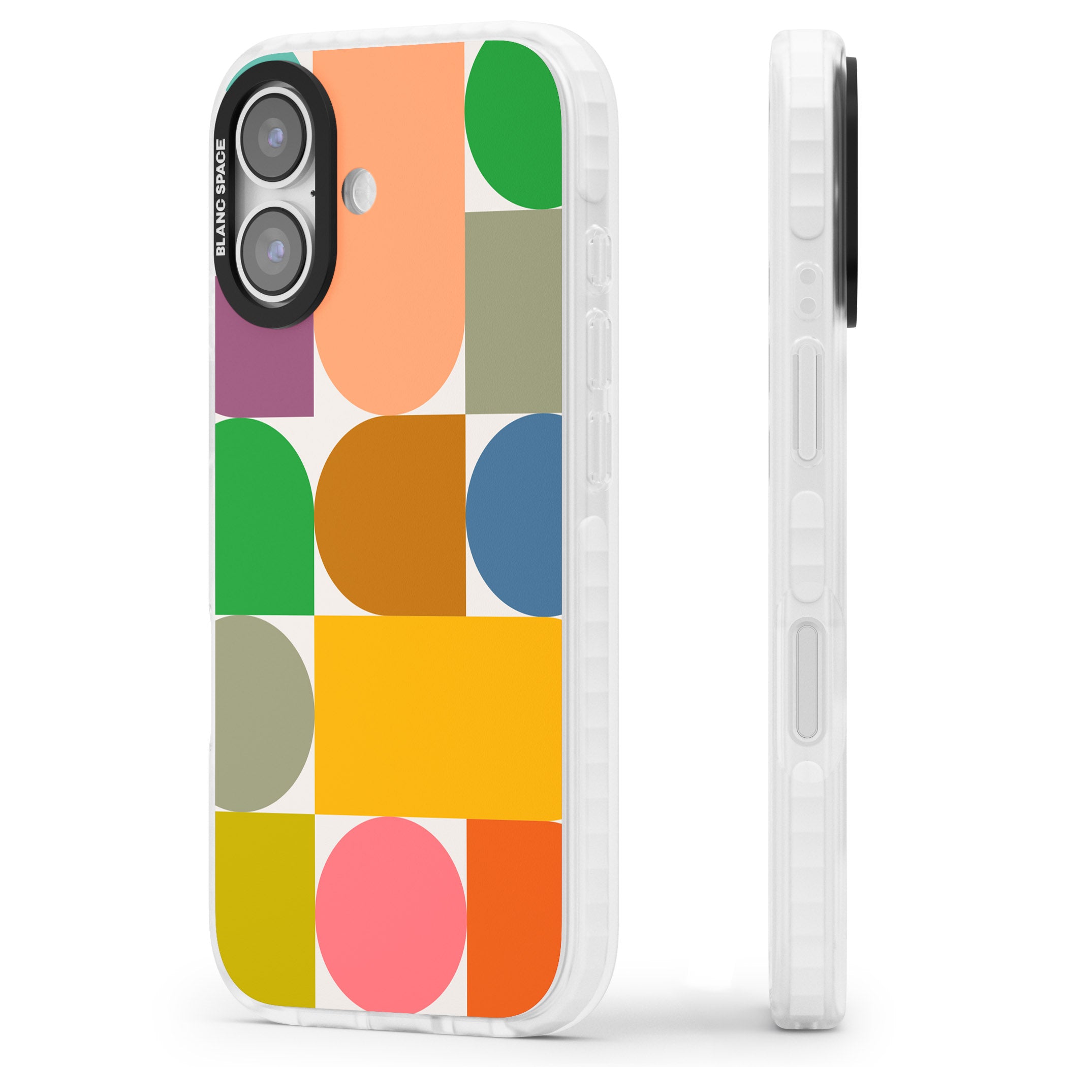 Retro Colorful Shapes iPhone 17 Impact Clear Phone Case Side Profile