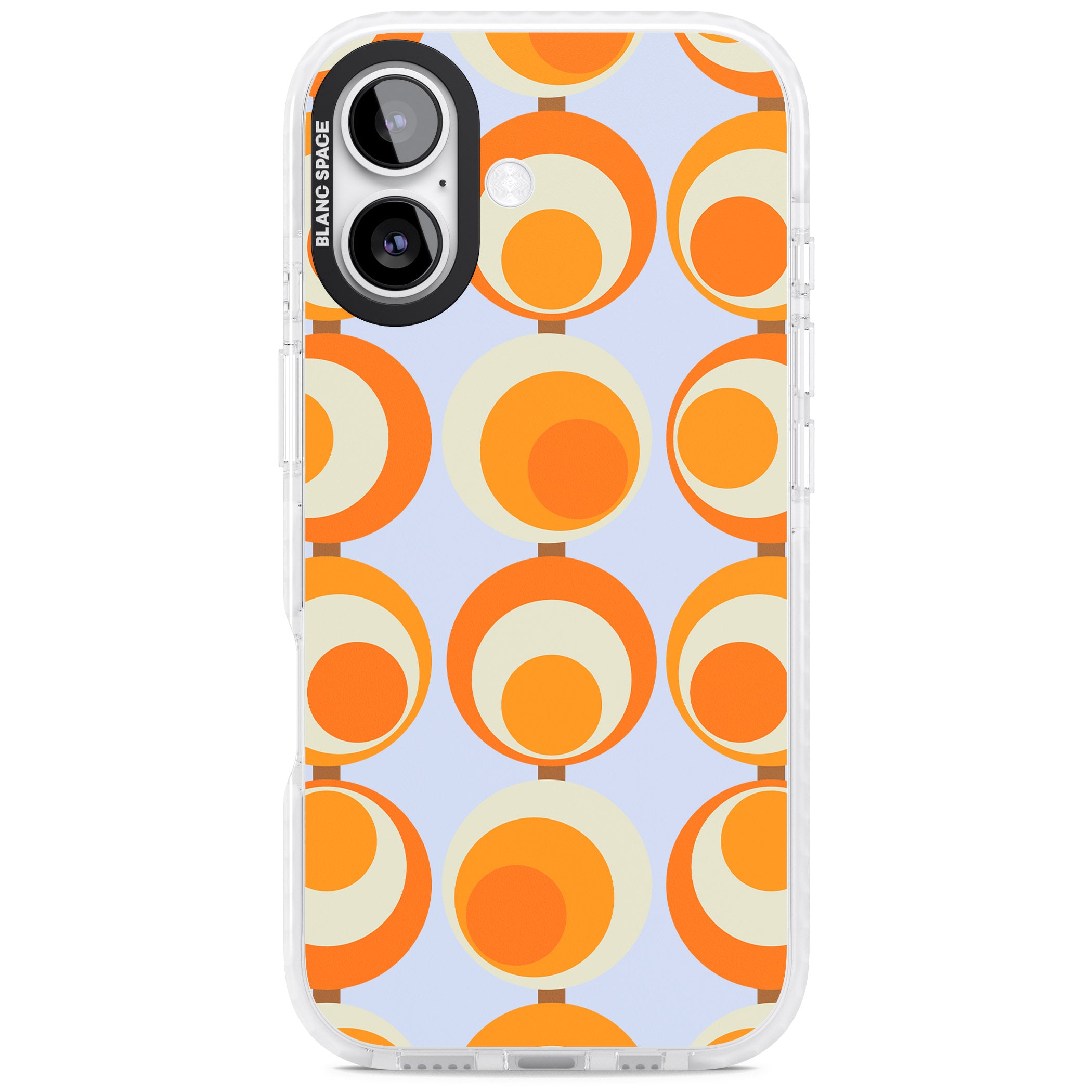 Mid Century Blue Orange Pattern iPhone 17 Impact Clear Phone Case