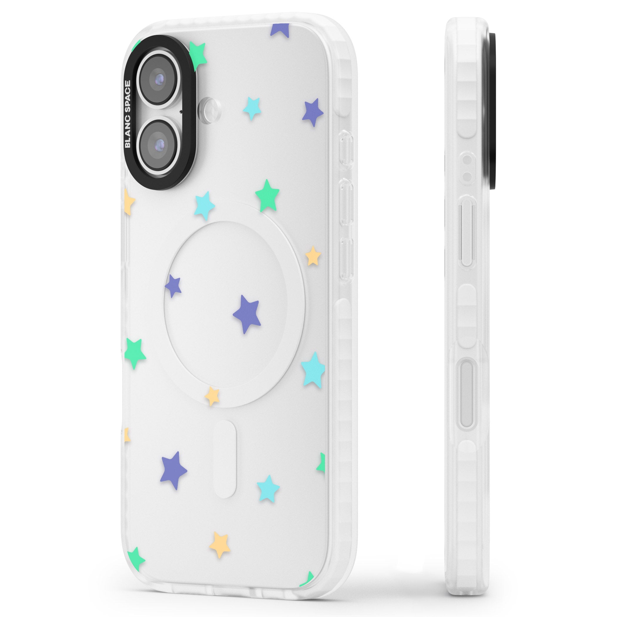 Pastel Star Pattern iPhone 17 Impact Clear Phone Case Side Profile