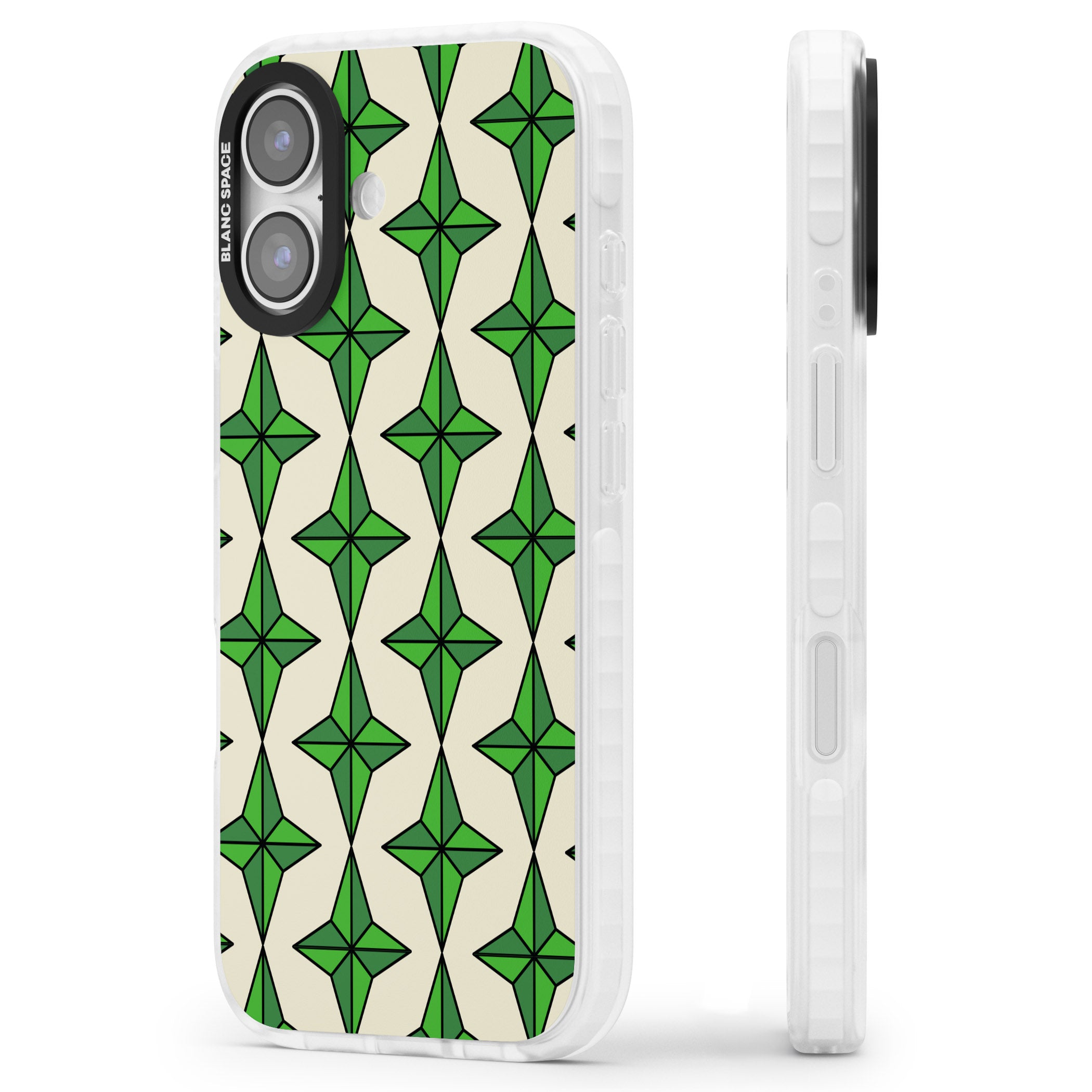Emerald Stars Pattern iPhone 17 Impact Clear Phone Case Side Profile