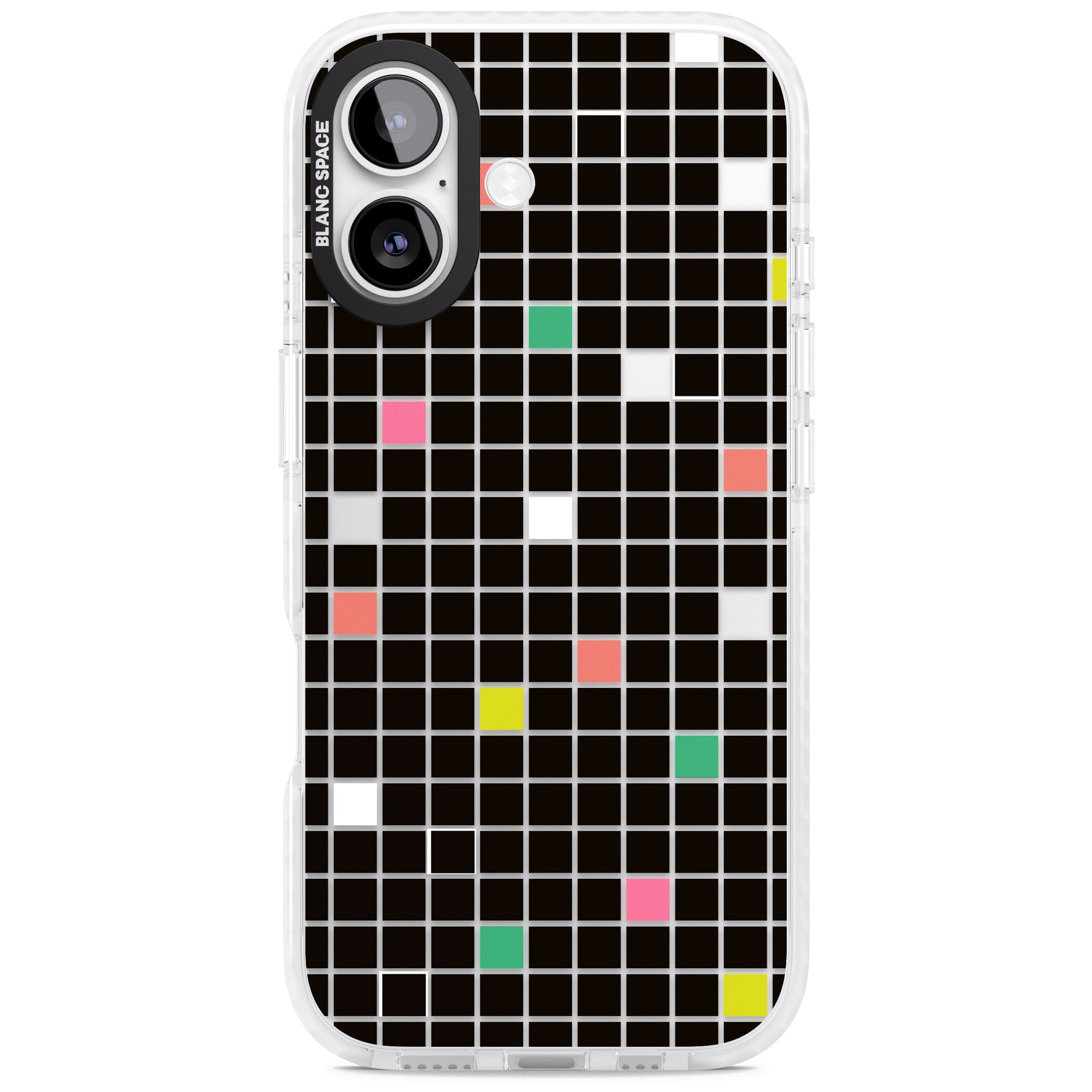 Vibrant Black Geometric Grid iPhone 17 Impact Clear Phone Case