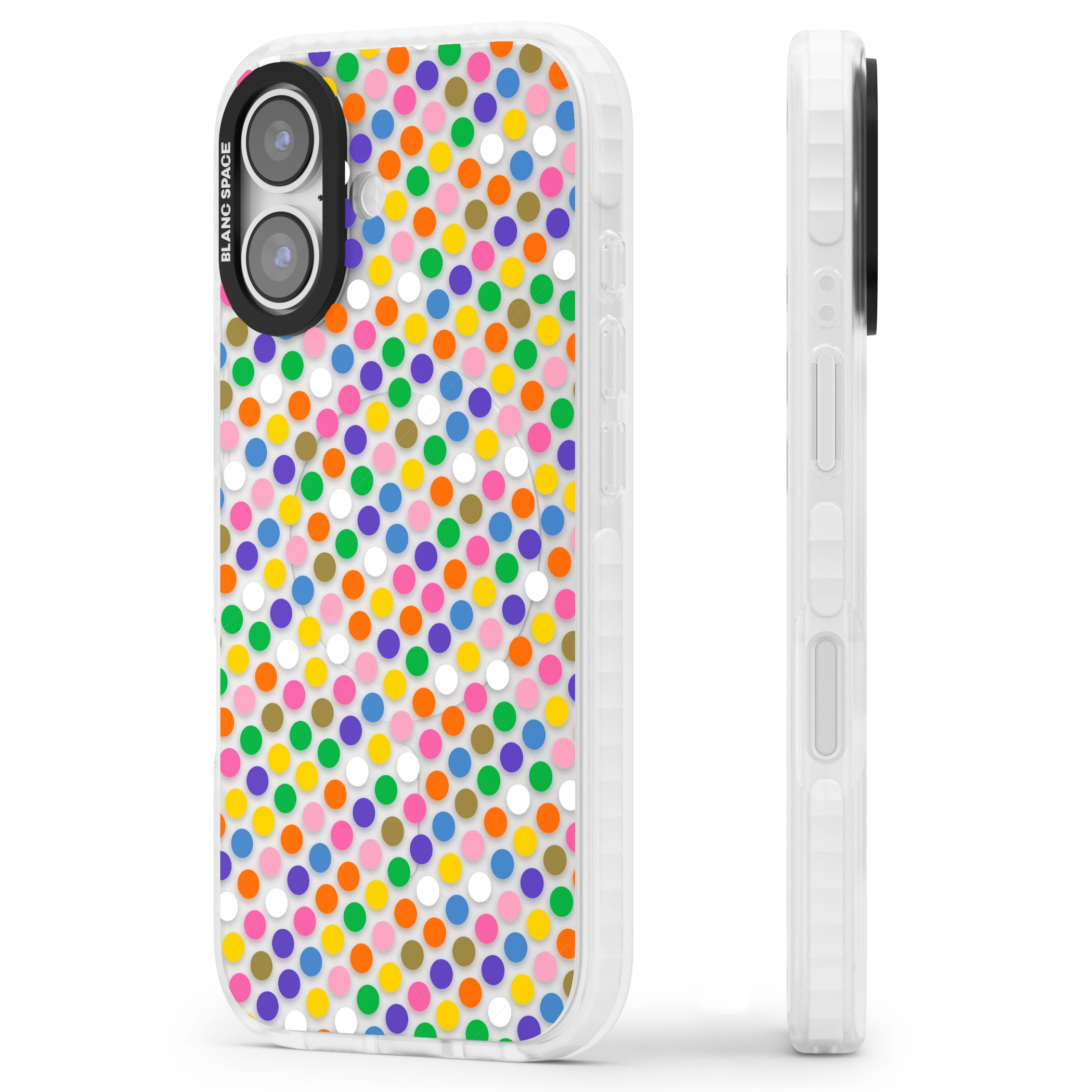 Multicolour Polka Dot Fiesta iPhone 17 Impact Clear Phone Case Side Profile