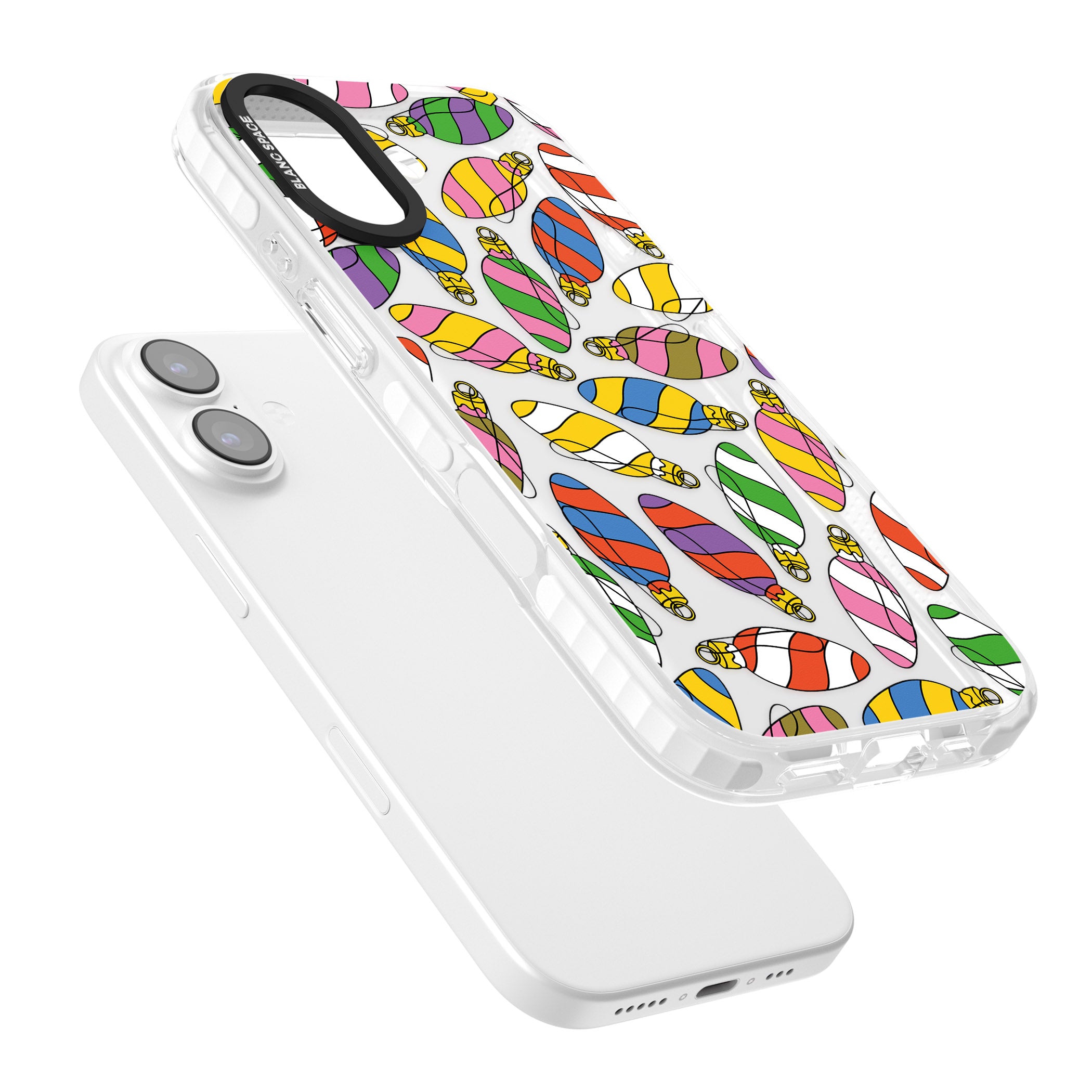 Colourful Holiday Ornaments iPhone 17 Impact Clear Phone Case Colours