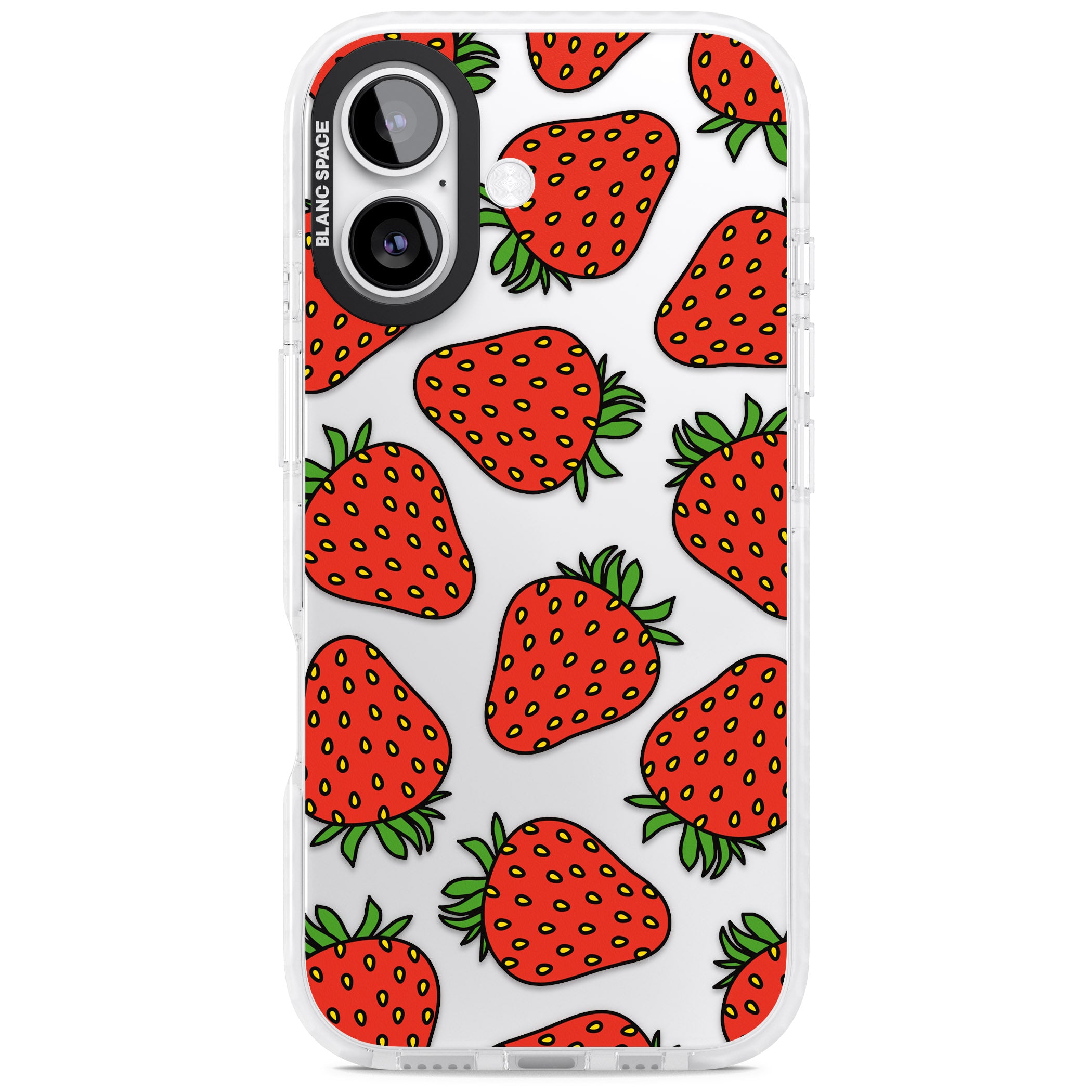 Strawberry Pattern iPhone 17 Impact Clear Phone Case